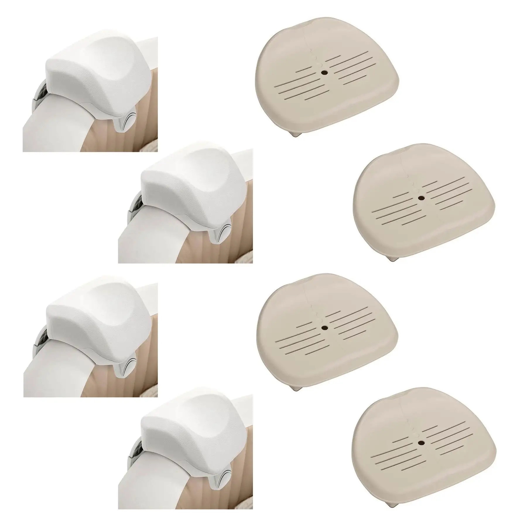 Intex 28505E PureSpa Foam Headrest (4 Pack) & Intex 28502E Hot Tub Seat (4 Pack)