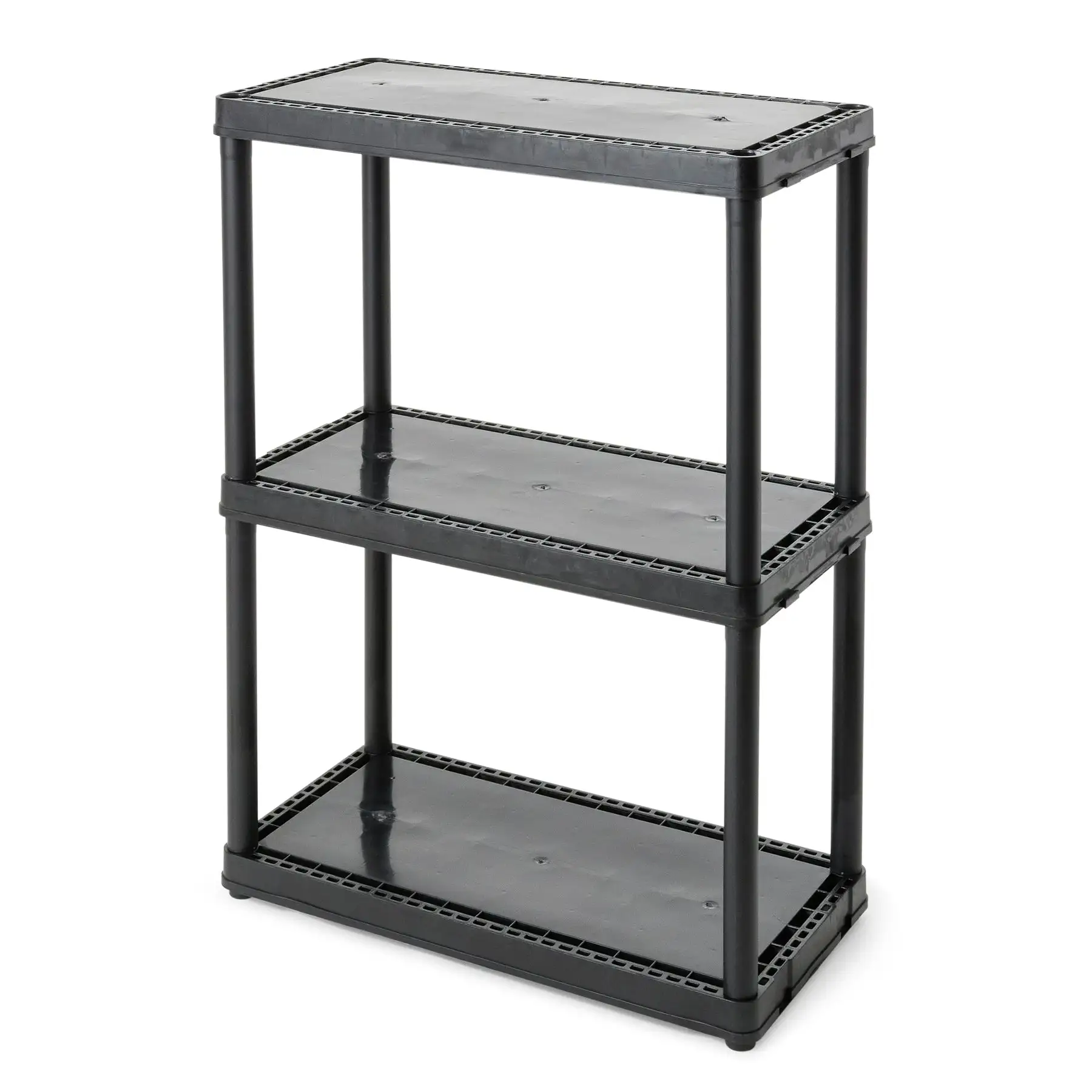 Gracious Living 3 Shelf Fixed Height Light Duty Storage Unit, Black (3 Pack)