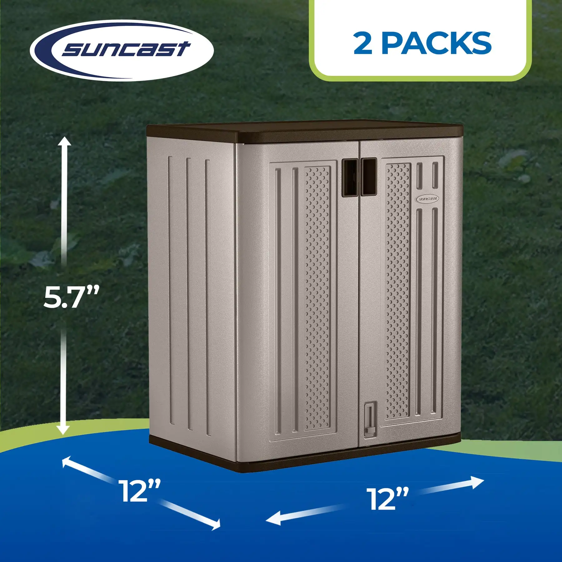 Suncast 9 Cu Ft Heavy Duty Resin Garage Base Storage Cabinet, Platinum (2 Pack) - Image 4