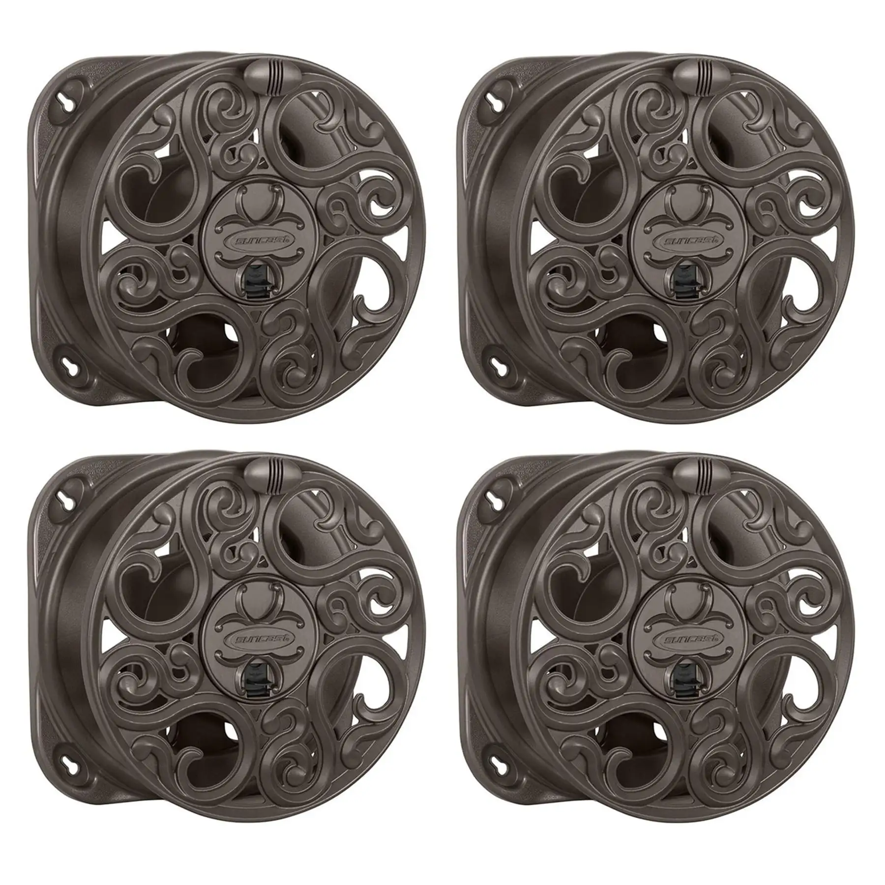 Suncast Sidewinder 60 Foot Side Scroll Decorative Wall Mount Hose Reel (4 Pack)