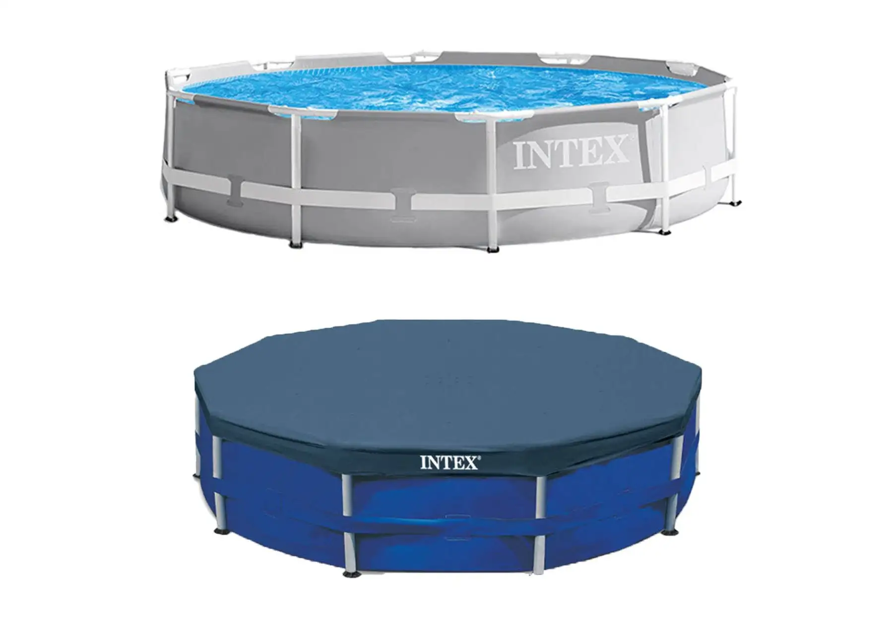 Intex 10 Foot x 30 Inches Pool w/ 10-Foot Round Above Ground Pool Cover