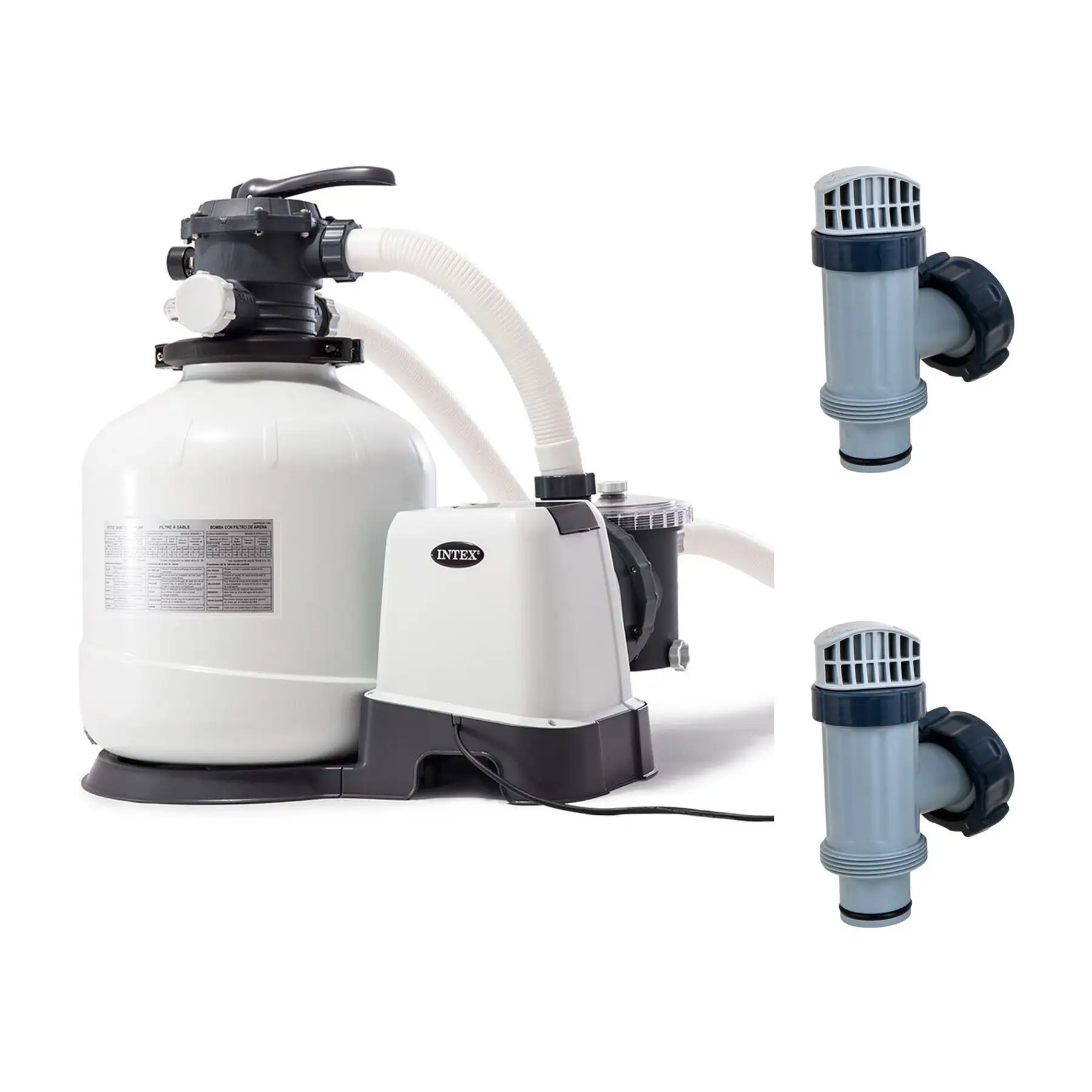 Intex 3000 GPH Sand Filter Pump & Plunger Valves (2 Pack) for Above Ground Pools