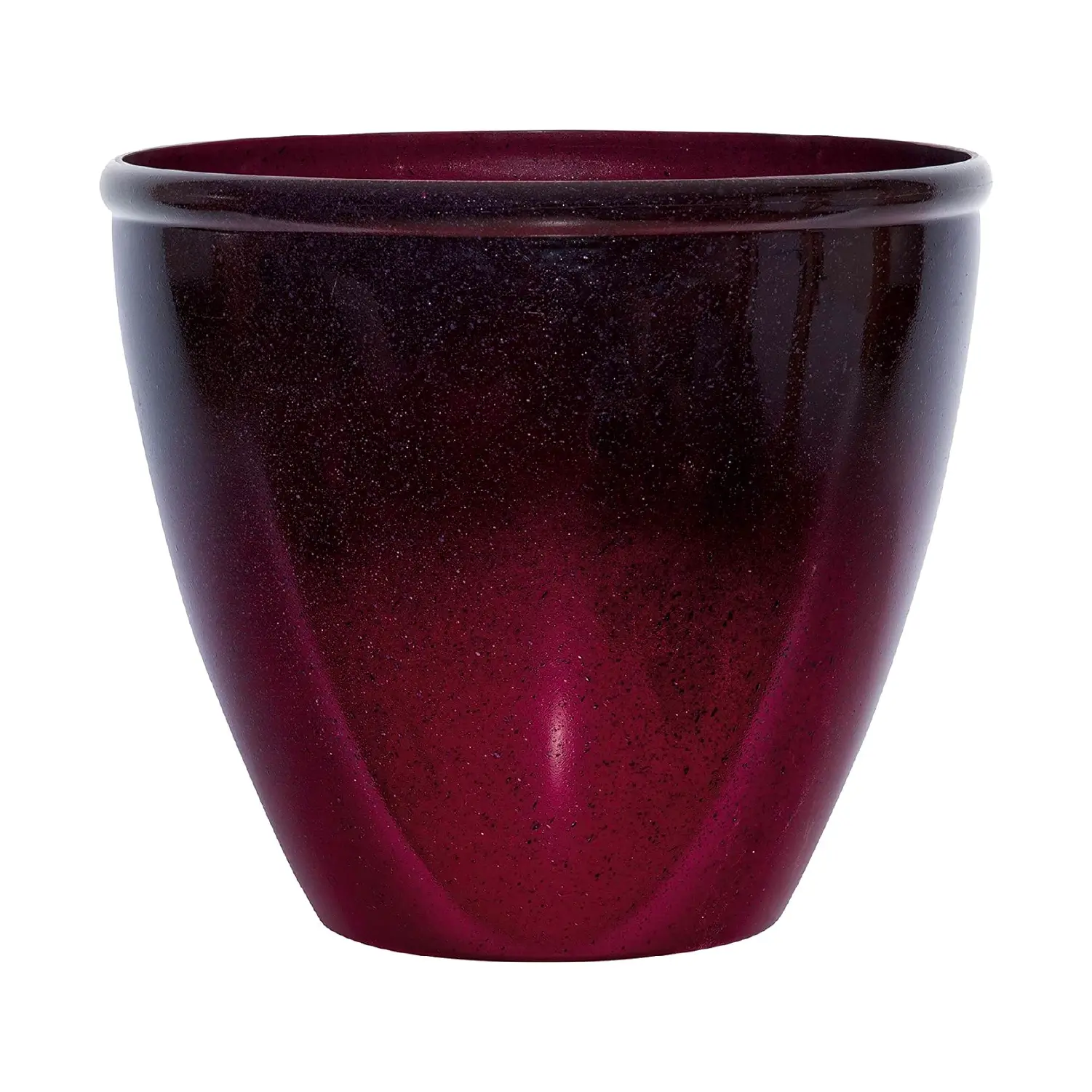 Suncast Seneca 16 Inch Ombre Decorative Resin Plant Flower Planter Pot, Red/Plum