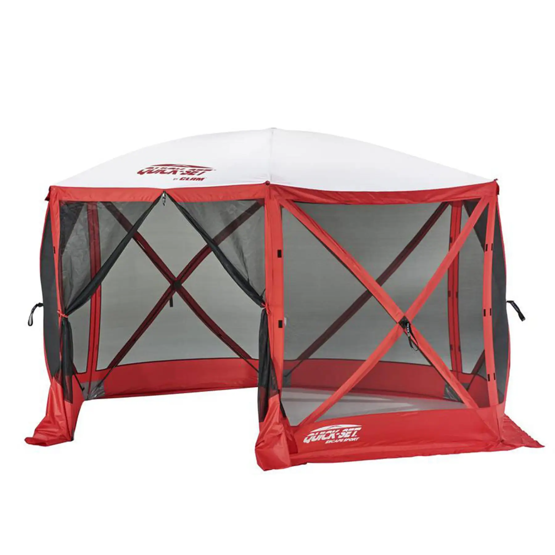 CLAM Quick-Set Escape Sport 11.5 x 11.5 Ft Tailgating Canopy Tent, Red/White