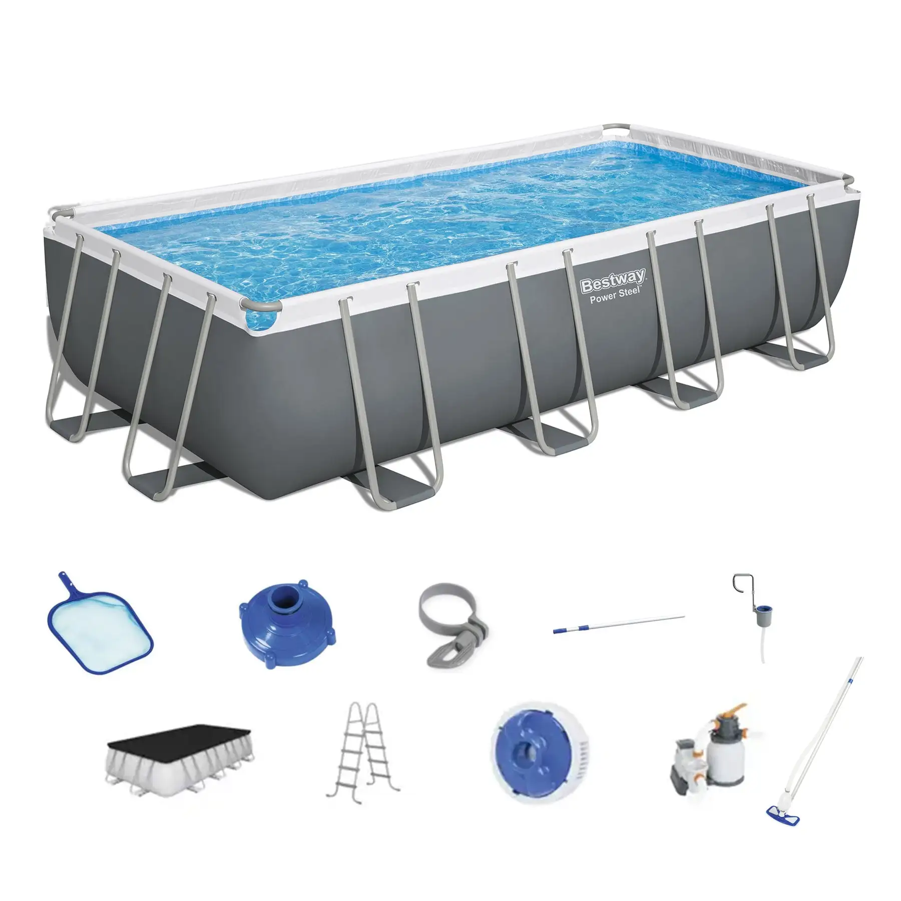 Bestway 18ft x 9ft x 4ft Rectangular Above Ground Swimming Pool w/ Accessories