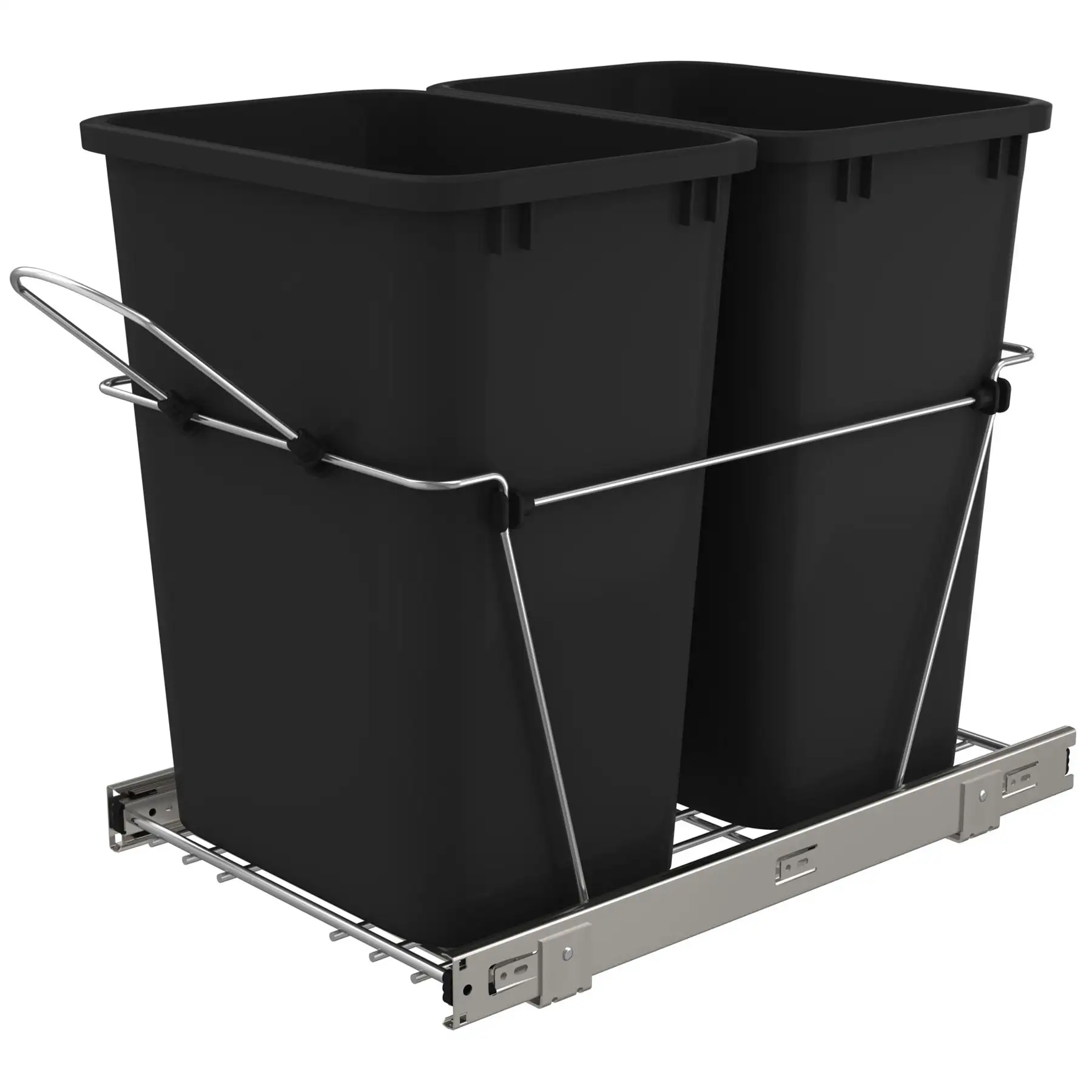 Rev-A-Shelf Double Pullout Trash Can 35 qt. for Kitchen, Black, RV-18KD-18C S