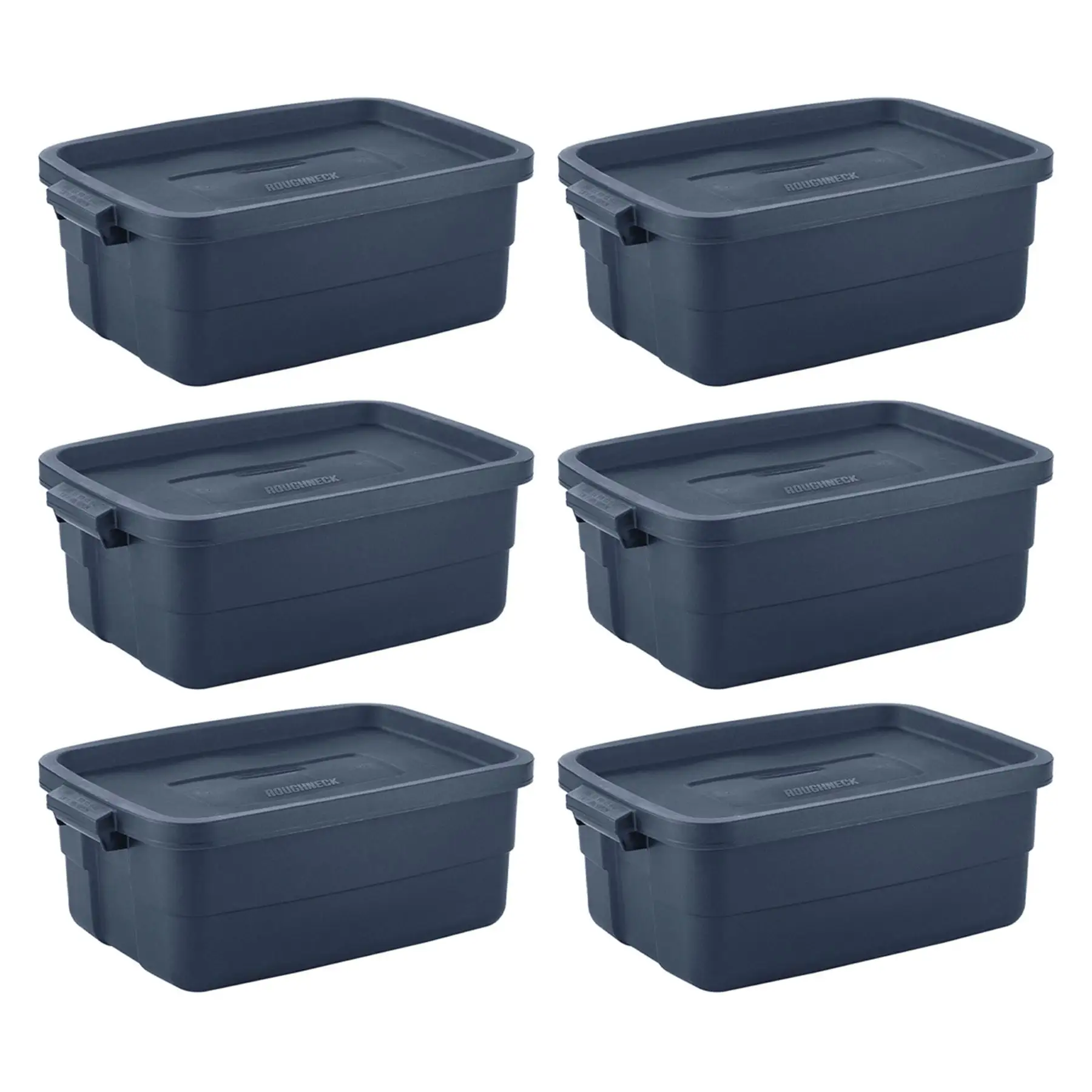 Rubbermaid 10 Gallon Stackable Storage Container, Dark Indigo Metallic (6 Pack)