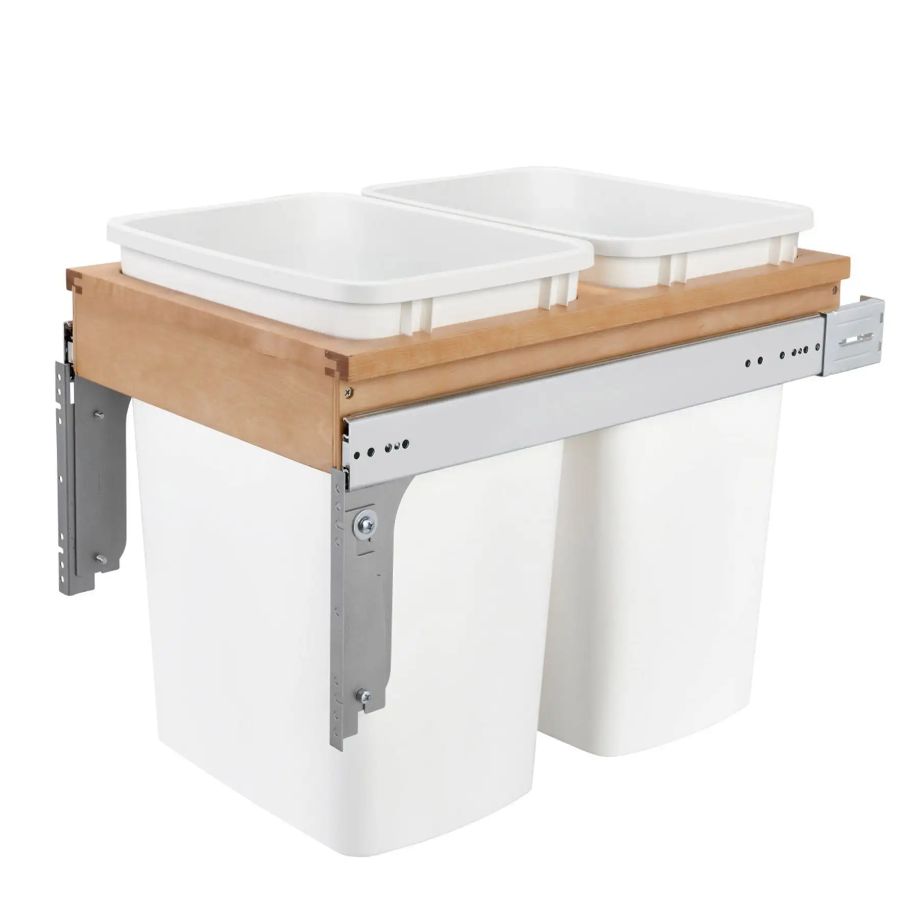 Rev-A-Shelf Double Pullout Top Mount Trash Can 35 qt., White, 4WCTM-18DM2