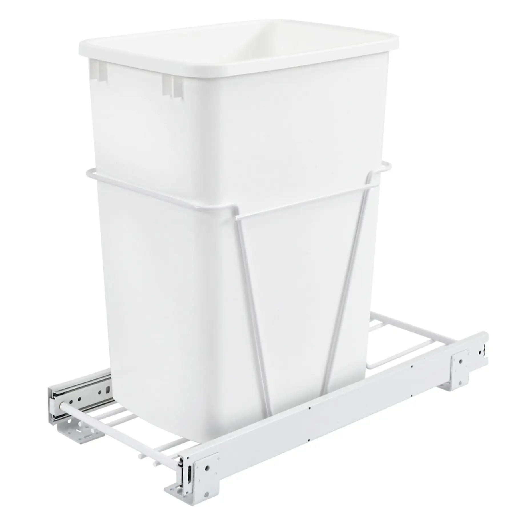 Rev-A-Shelf Single Pullout 35 qt. Sliding Trash Can for Kitchen Cabinet, RV-12PB