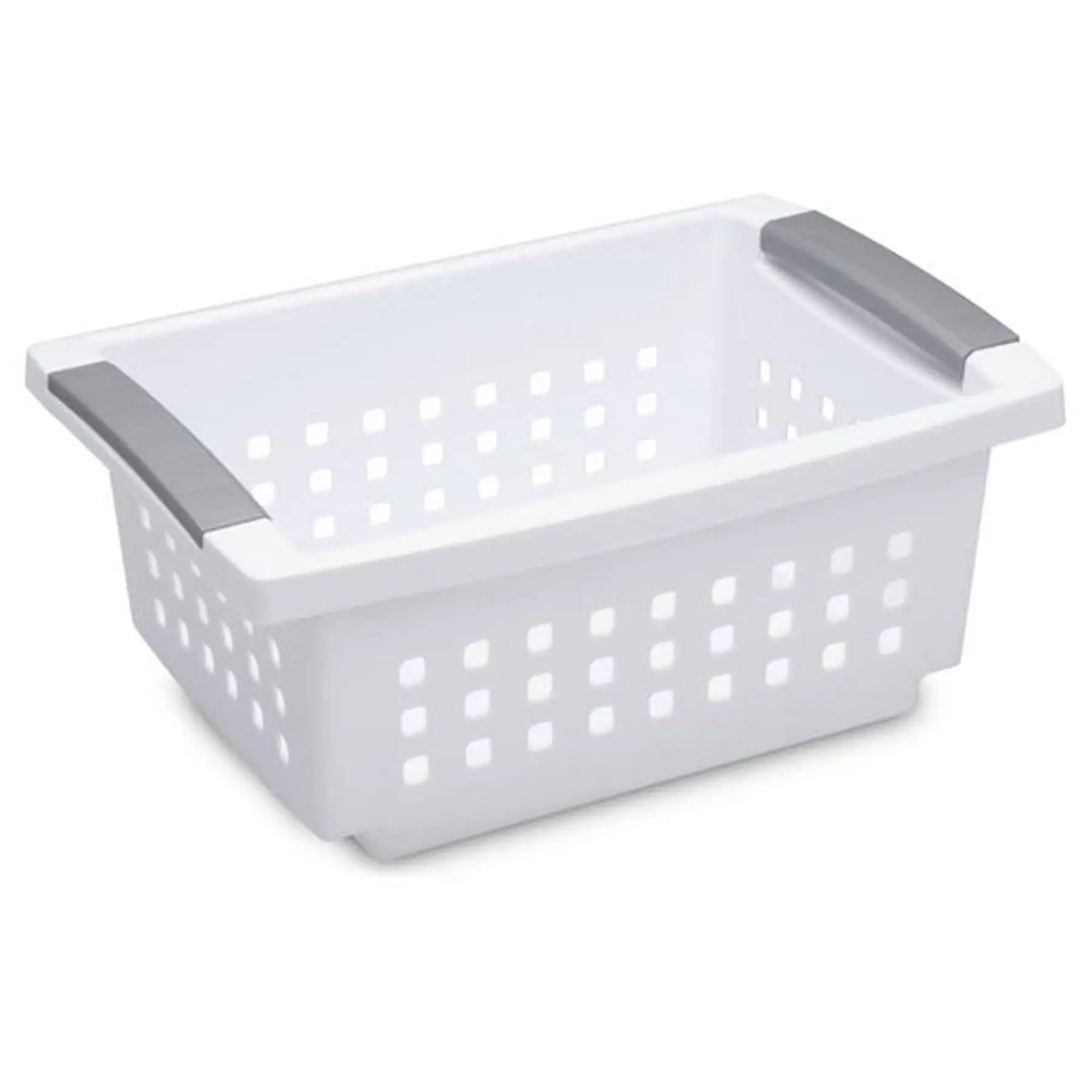 Sterilite Small Stacking Storage Basket with Comfort Grip Handles, 8 Pack, White