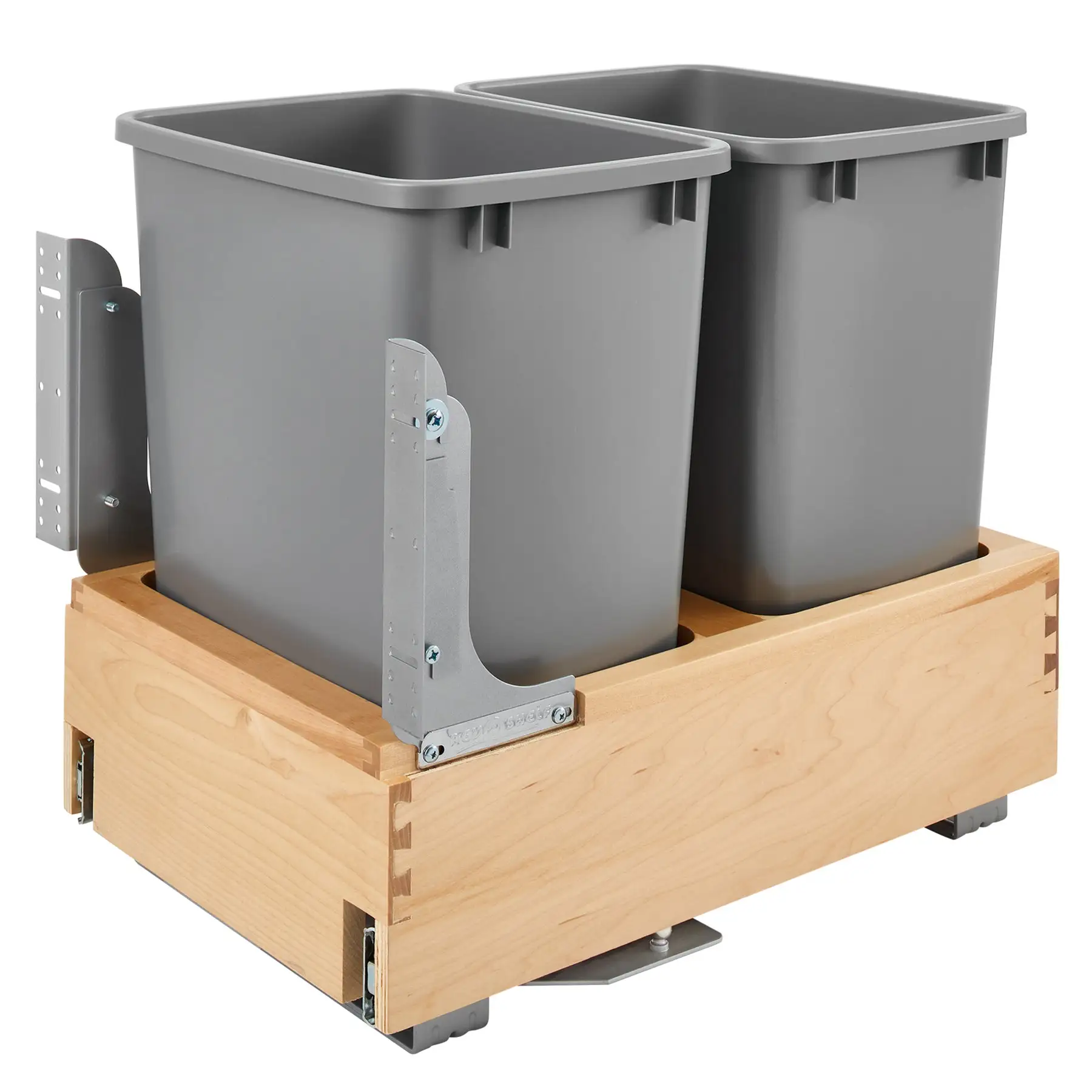 Rev-A-Shelf Double Pullout Bottom Mount Trash Can 35 qt., Gray, 4WCBM-18DM-2