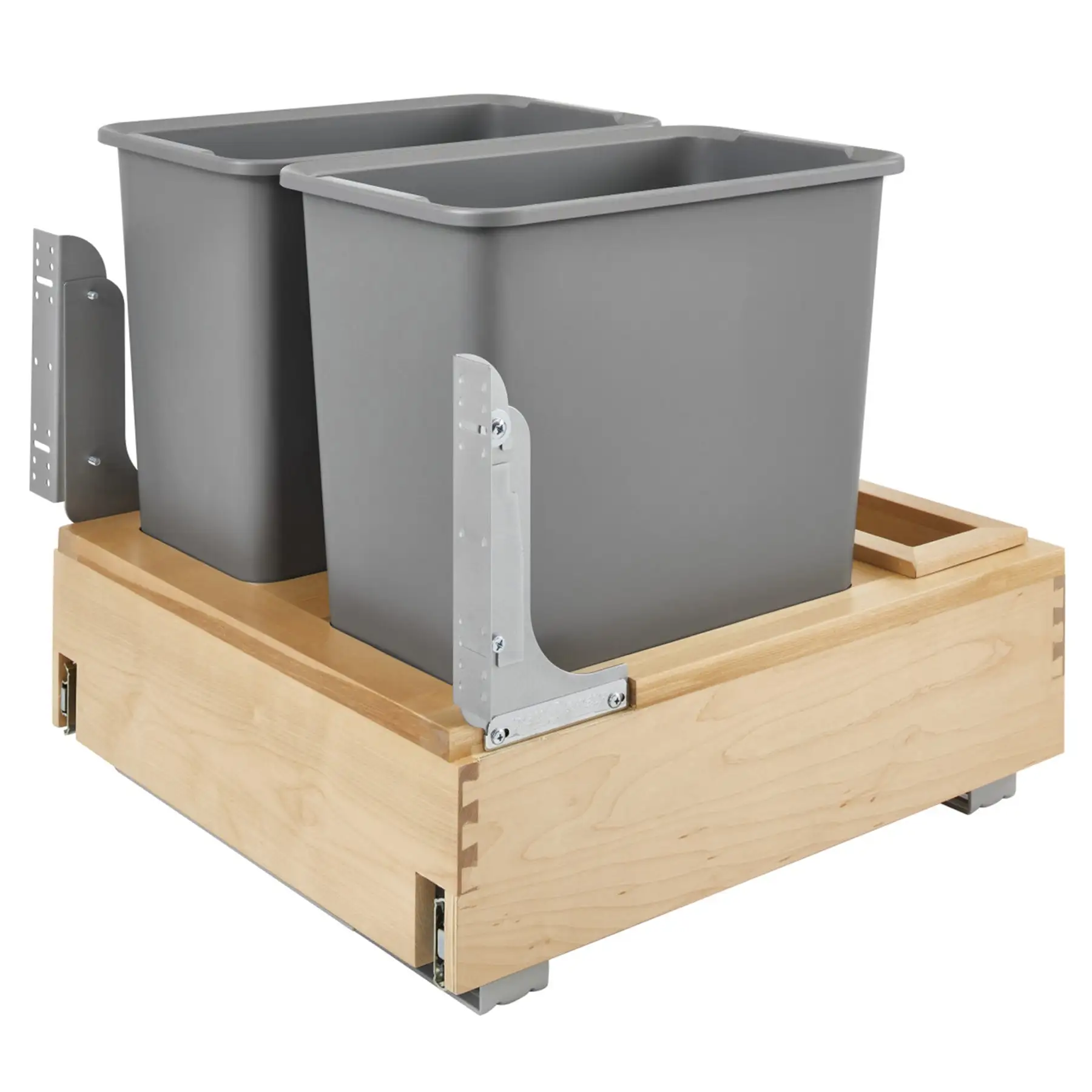 Rev-A-Shelf Double Pullout Bottom Mount Trash Can 30 qt., Gray, 4WCBM-2430DM-2