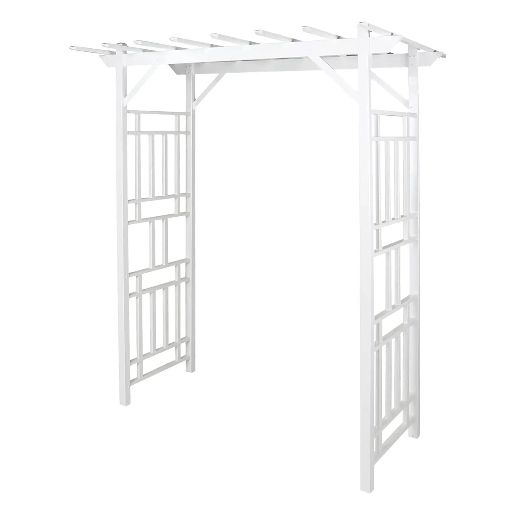 Dura-Trel Wellington Arbor 72" x 85" Outdoor Garden Arch Lattice Trellis, White