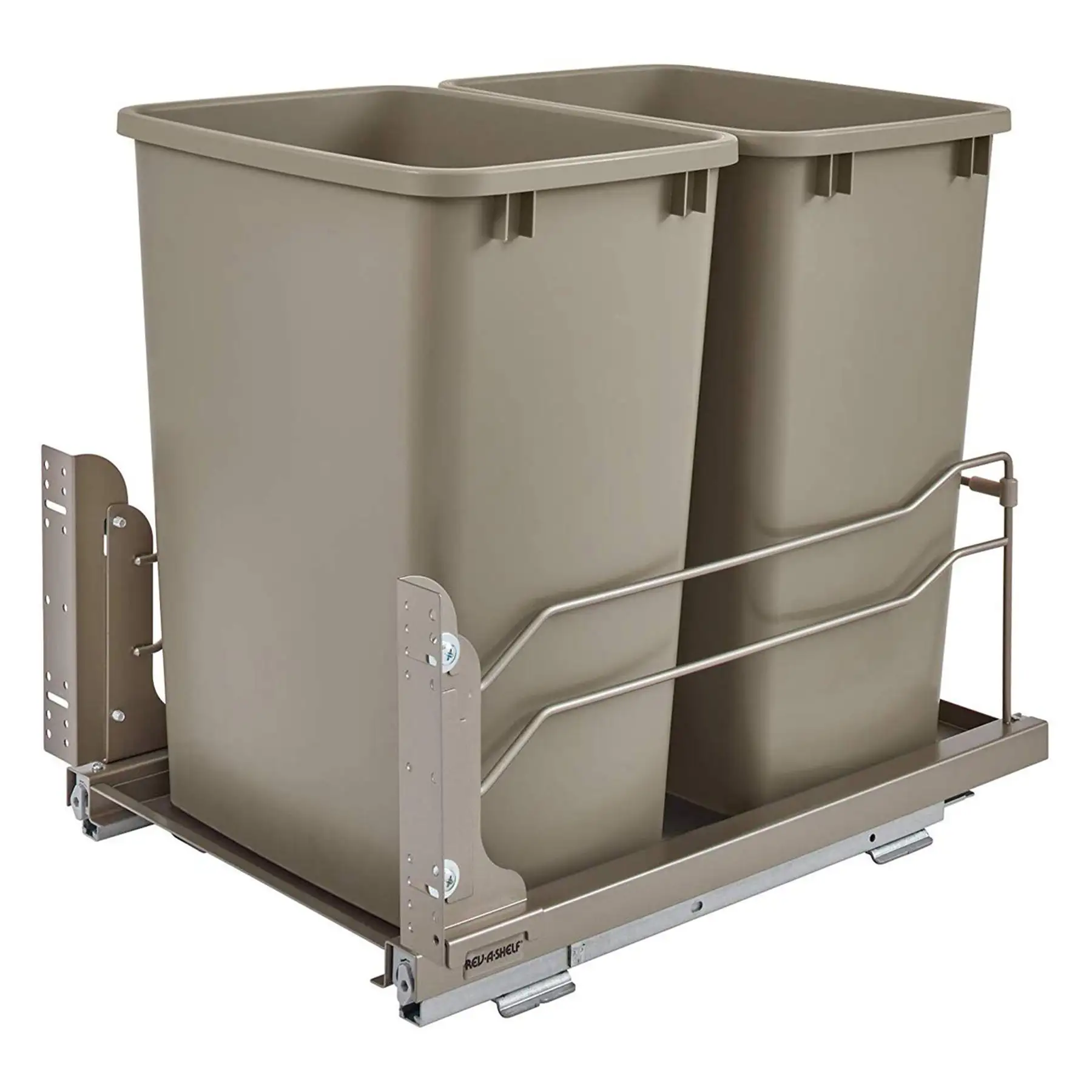 Rev-A-Shelf Double Pullout Trash Can 35 qt. with Soft-close, 53WC-1835SCDM-212