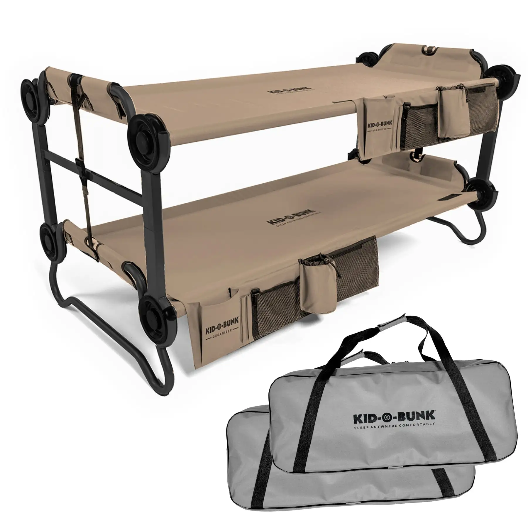 Kid-O-Bunk Bench Bunked Double Cot with Organizers, | ProToolHome.com