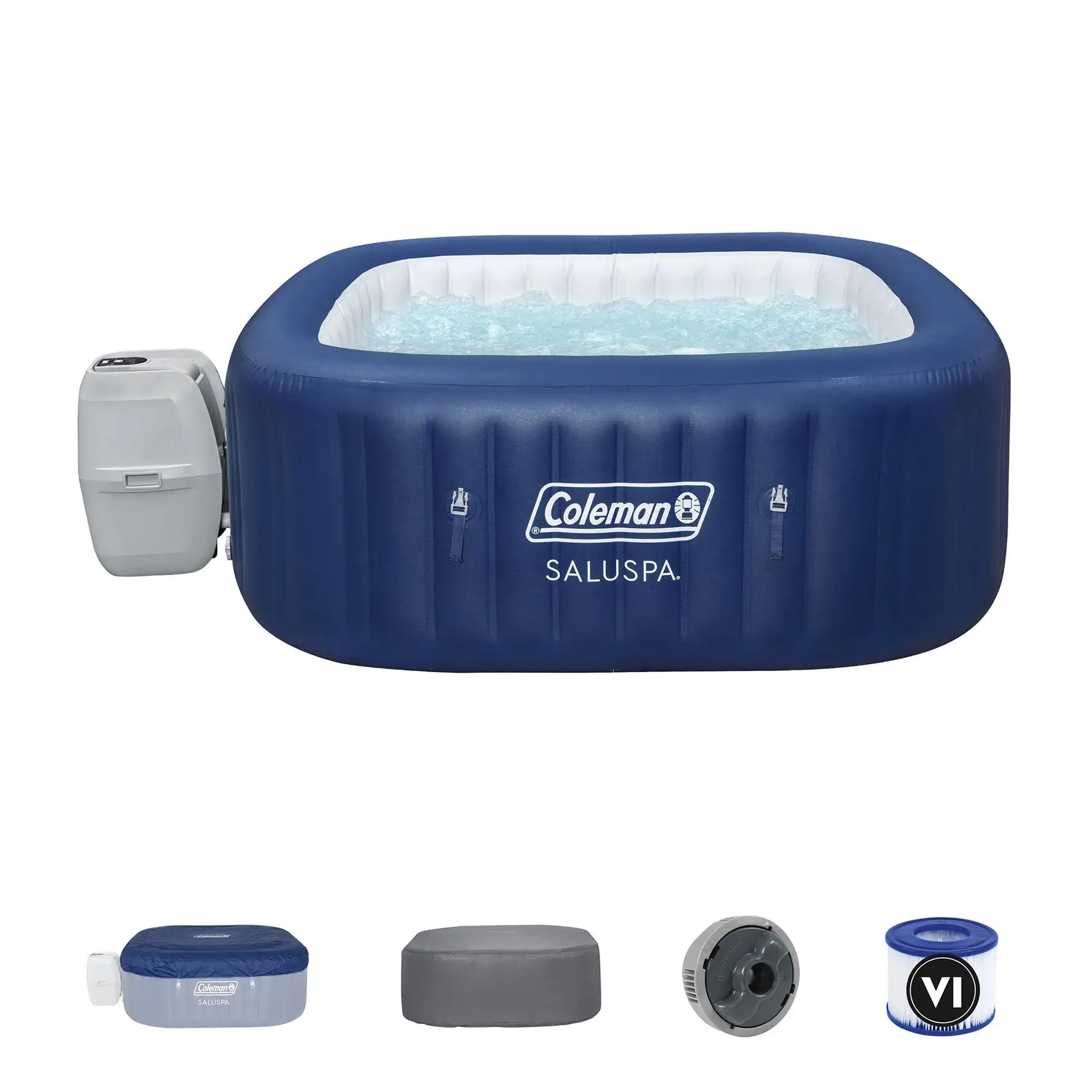 Coleman SaluSpa Atlantis AirJet Inflatable Hot Tub with 140 Soothing Jets, Blue