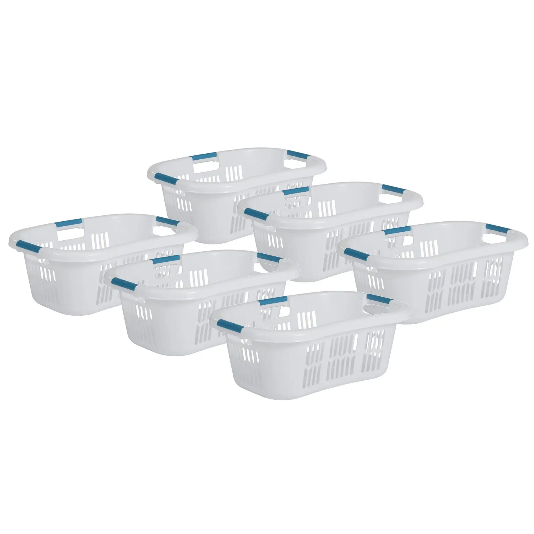 Rubbermaid 2.1-Bushel Small Hip-Hugger Plastic Laundry Basket, White (6-Pack)