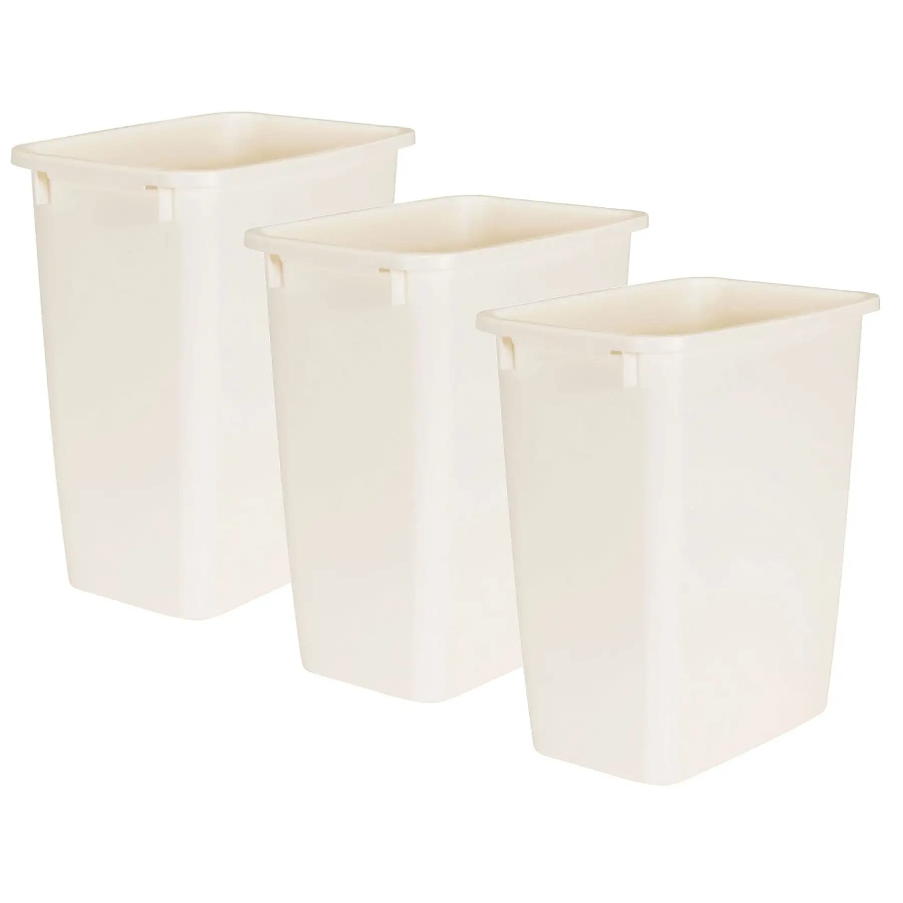 Rubbermaid 21 Quart Rectangular Kitchen Wastebasket Trash Can, Bisque (3 Pack)