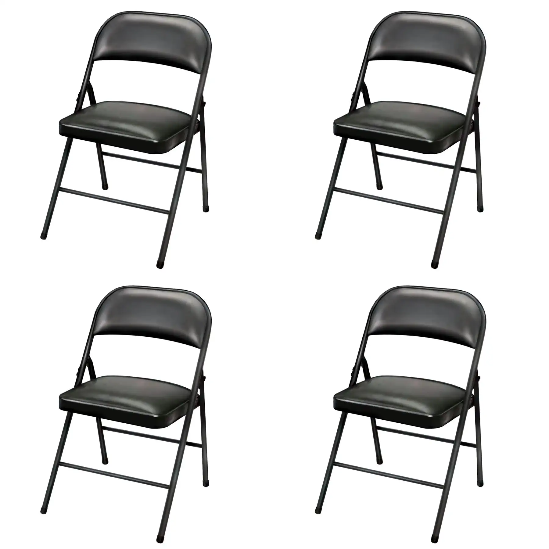 Plastic Development Group Indoor Metal Padded Vinyl Folding Chair, Black (4Pack)