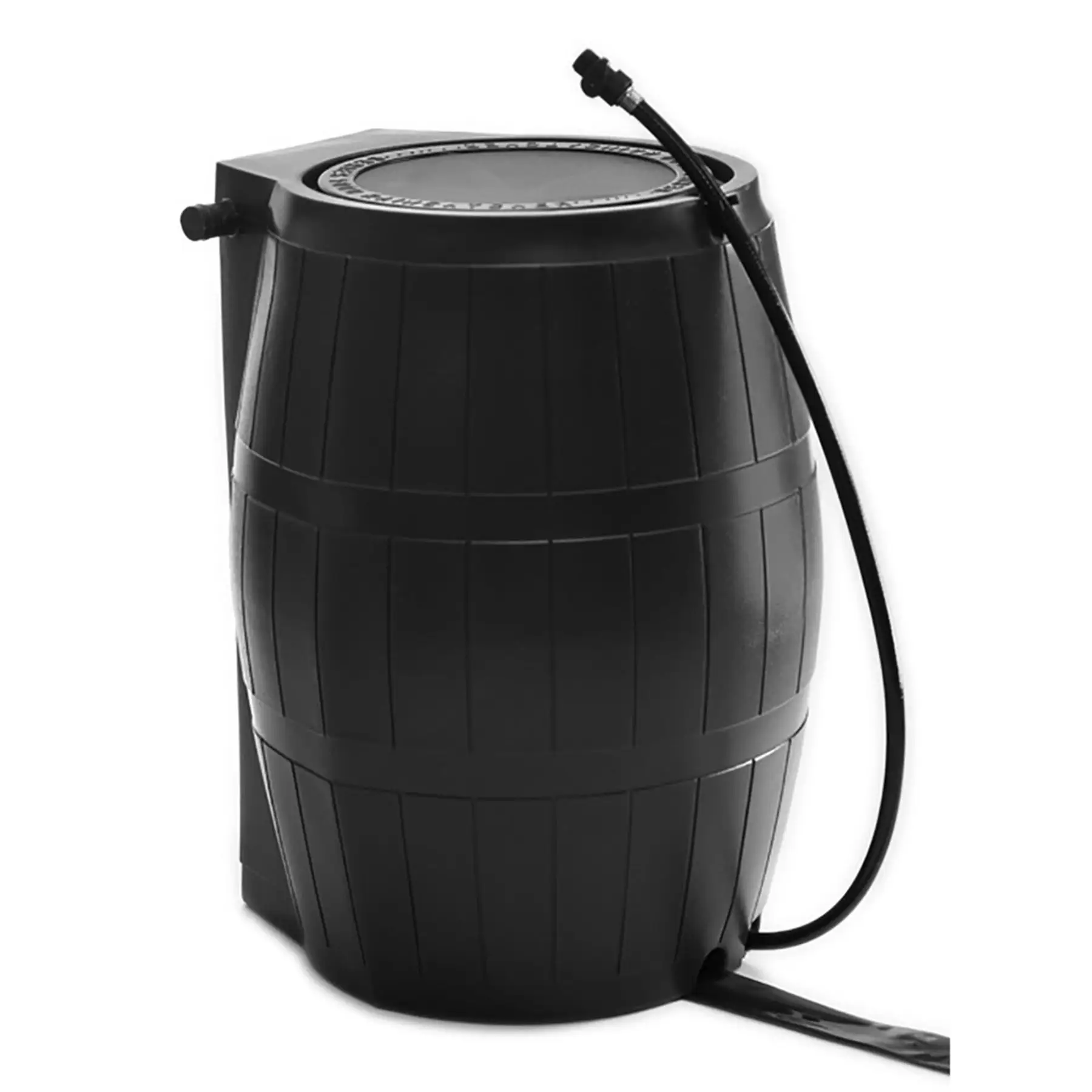 FCMP Outdoor RC4000-BLK 50-Gallon BPA Free Home Rain Water Catcher Barrel, Black