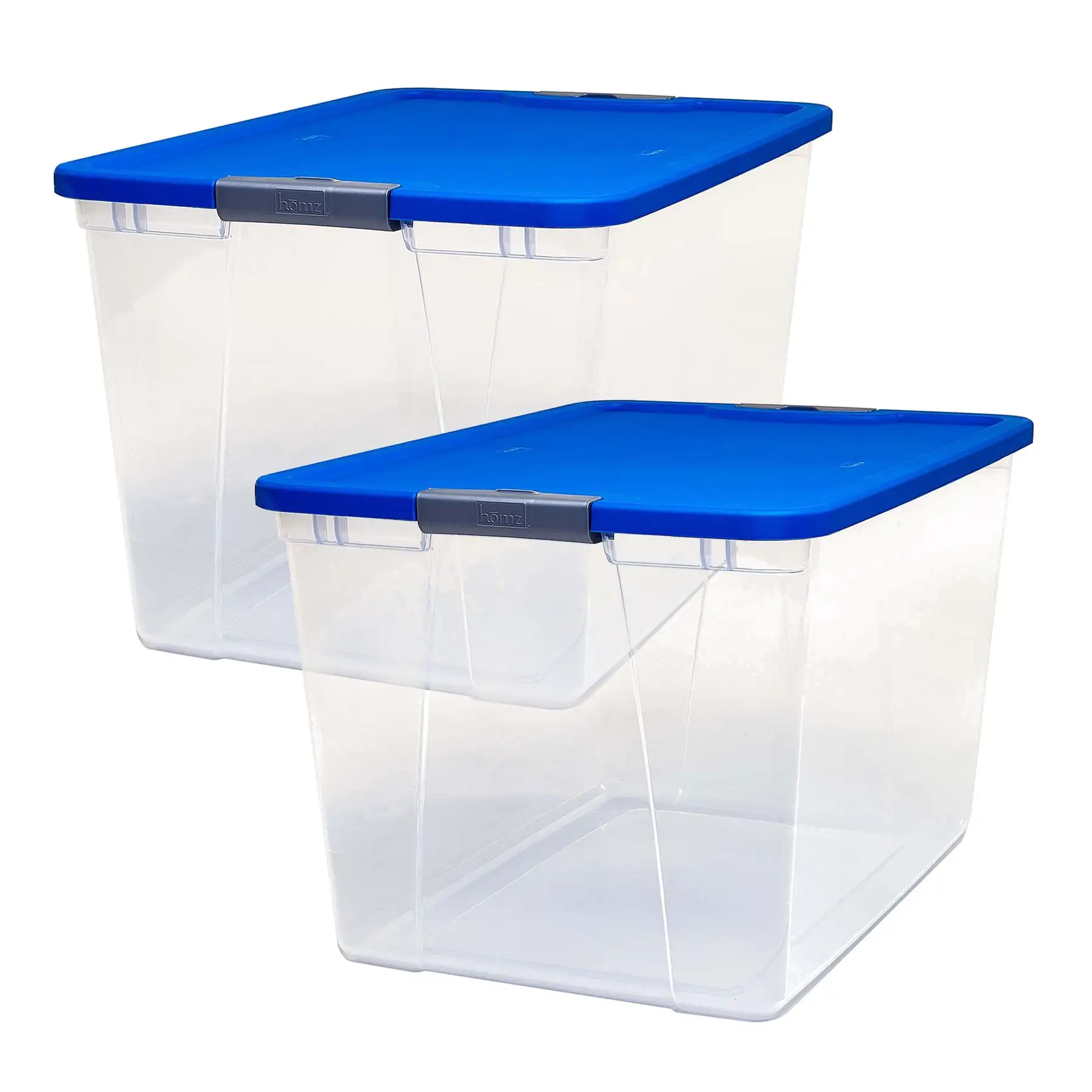 Homz 64 Qt Secure Latch Large Clear Stackable Storage Container w/ Lid (2 Pack)