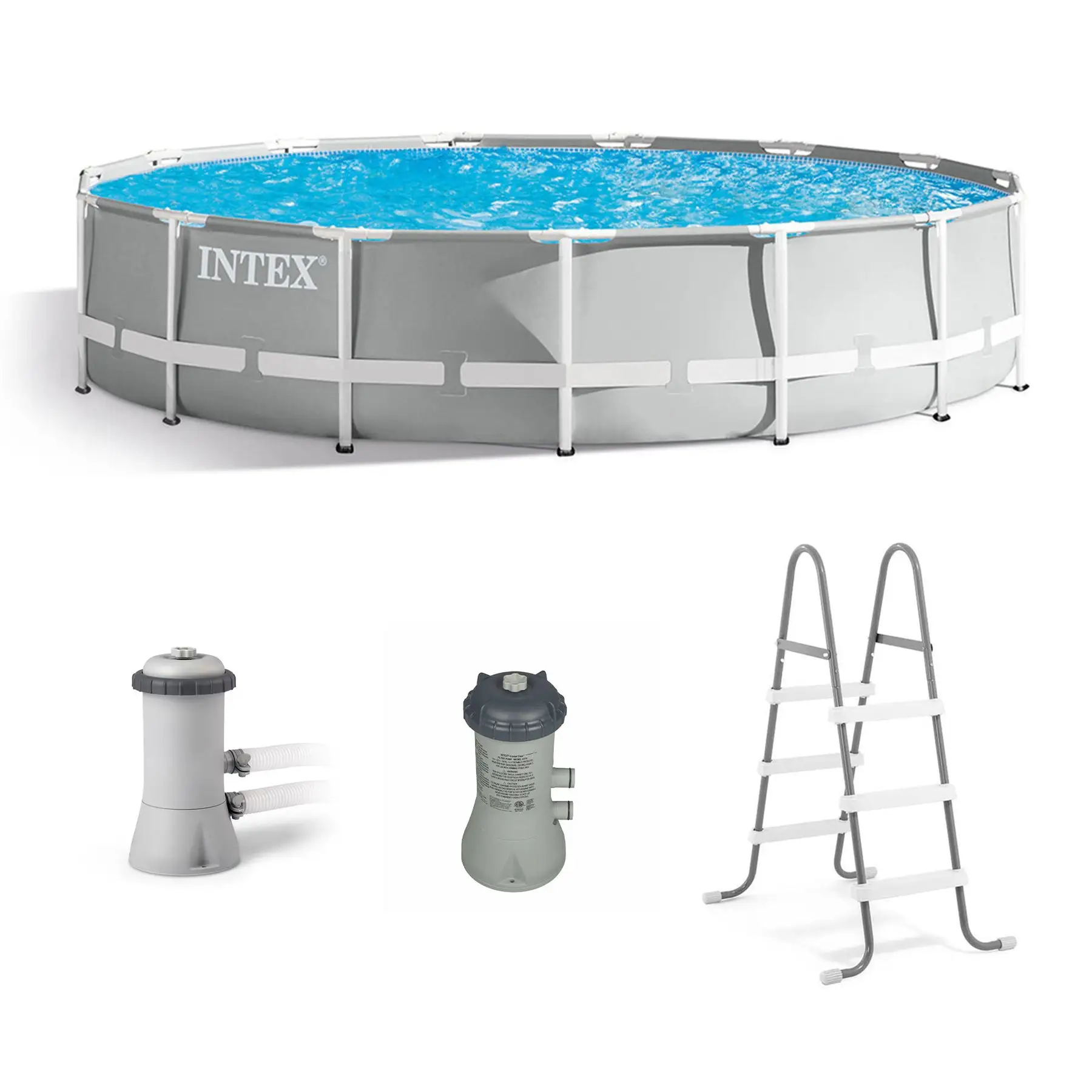 Intex 15?? x 42?? Prism Frame Above Ground Swimming Pool Set and Pool Filter Pump