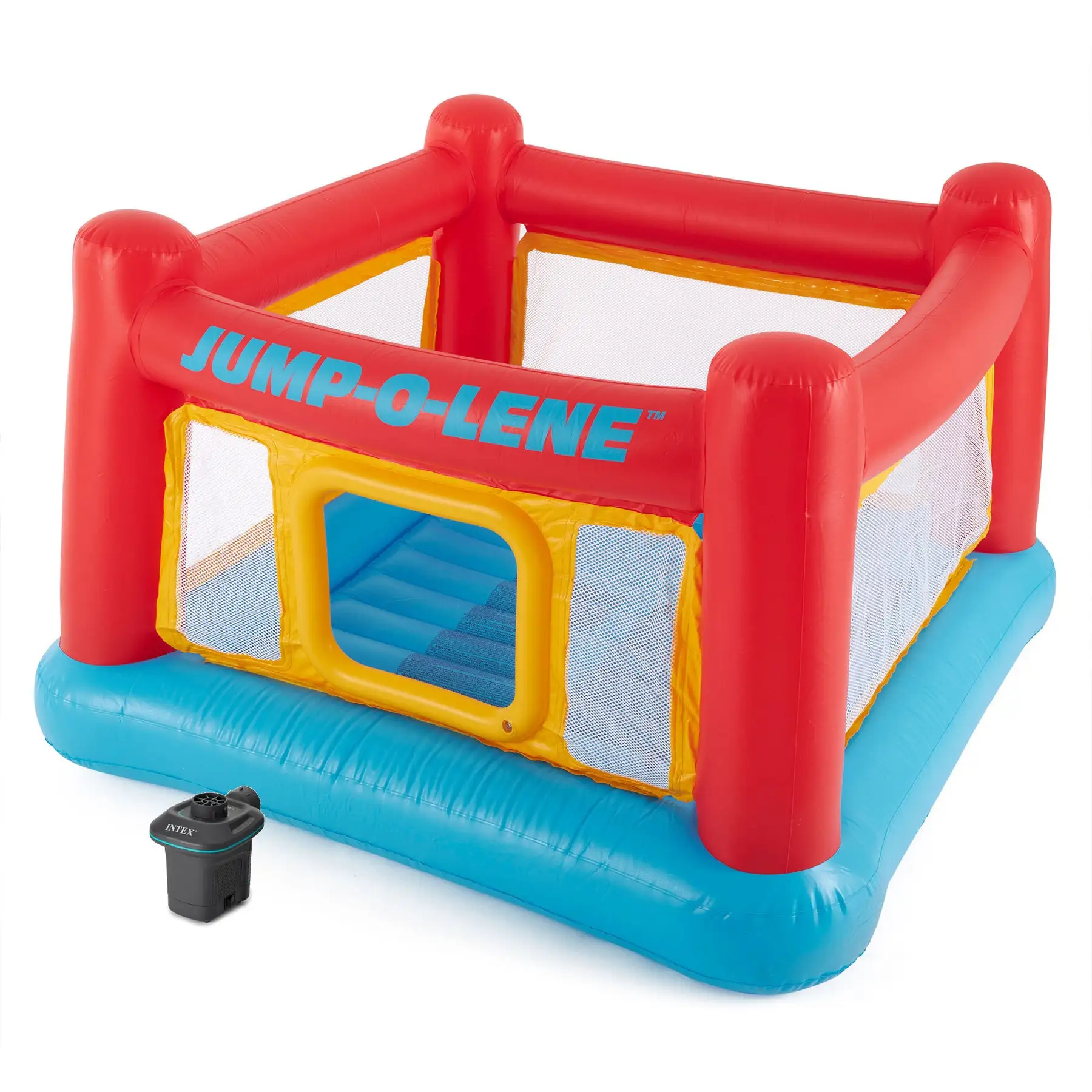 Intex Inflatable Jump-O-Lene Trampoline Bounce House with 120V Electric Air Pump