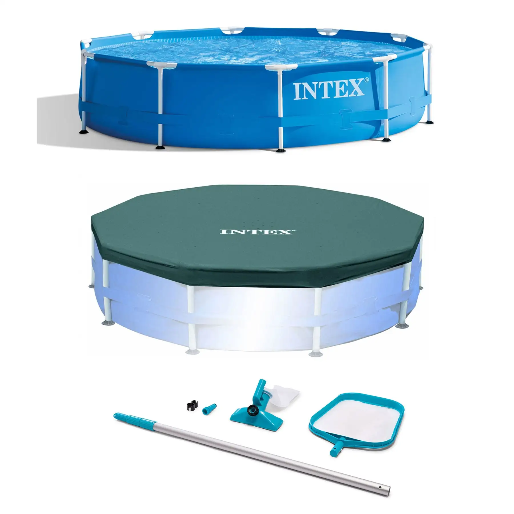 Intex Pool Kit w/ Intex 10 x 2.5-Ft Pool Set w/ Filter Pump w/ 10-Ft Pool Cover