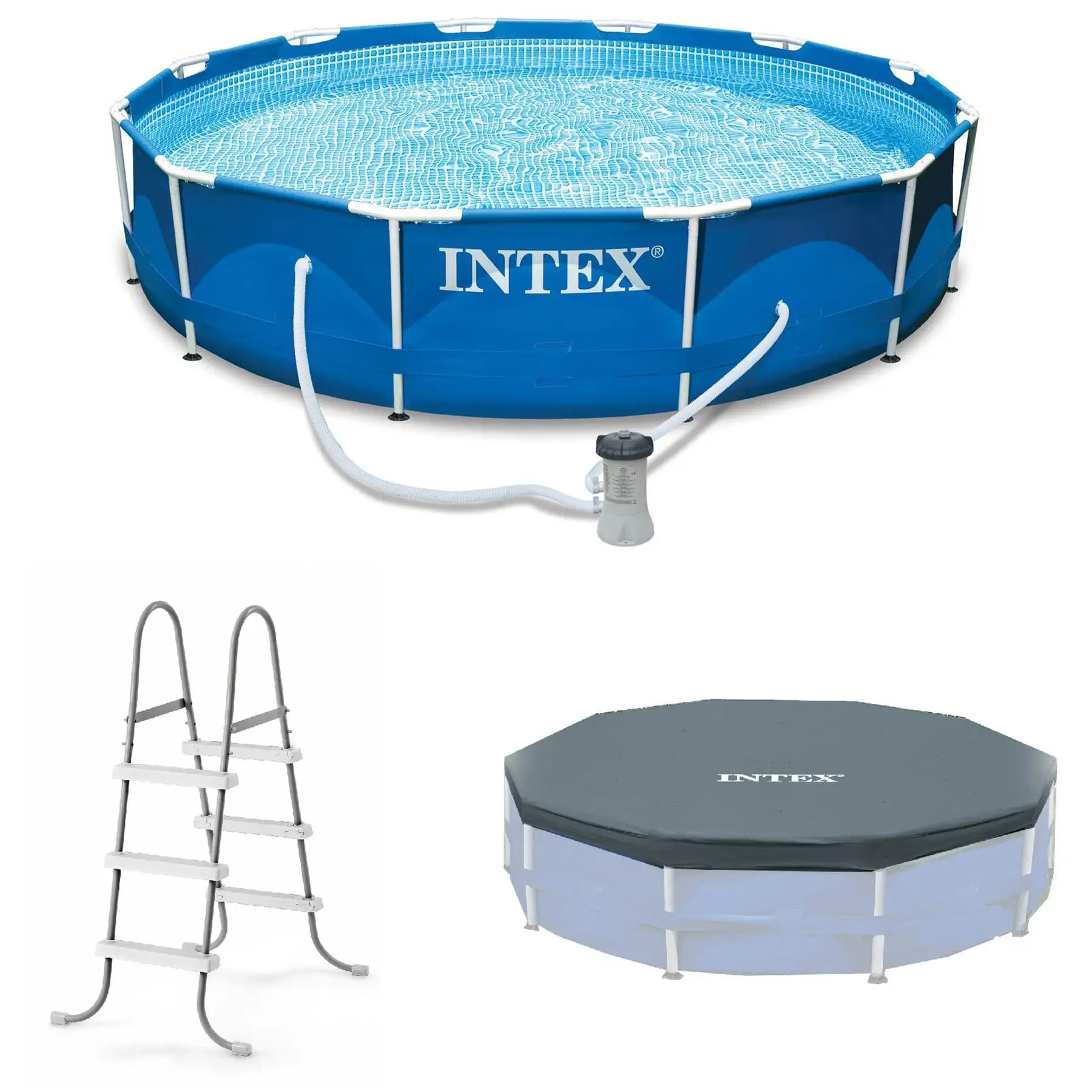 Intex 12'x30" Swimming Pool w/ Pump, Pool Ladder for 42?? Wall, & 12?? Cover