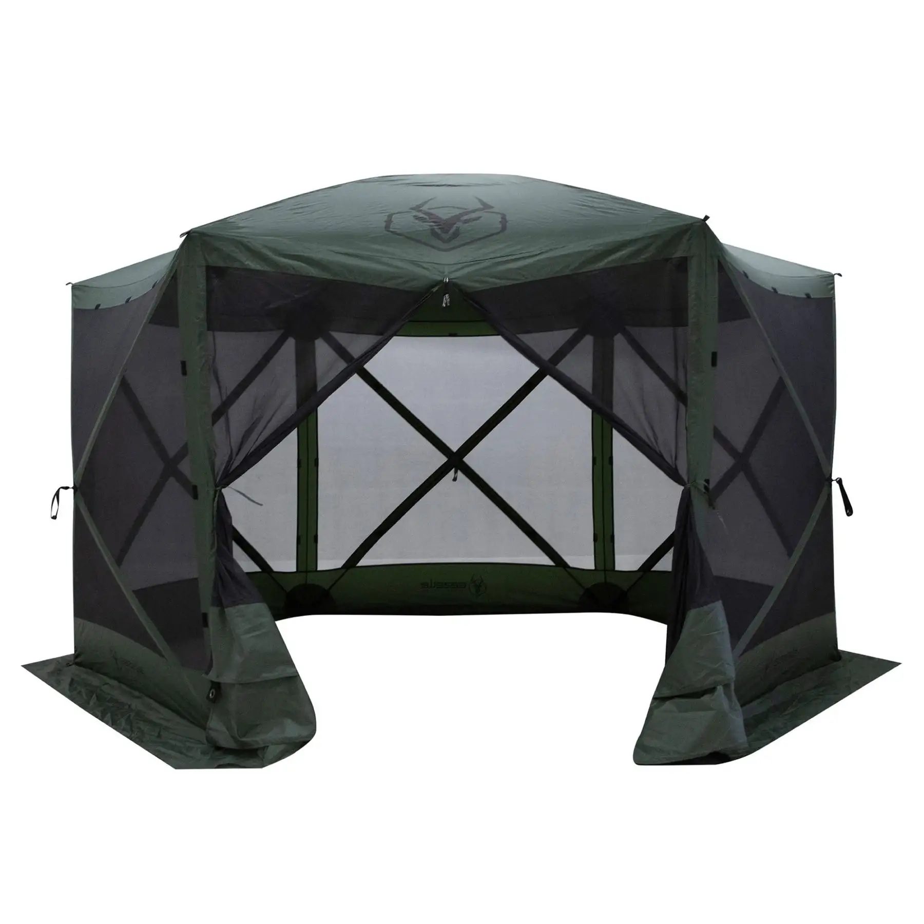 Gazelle GG601GR Pop Up Portable 8 Person Camping Gazebo Day Tent w/ Mesh Windows