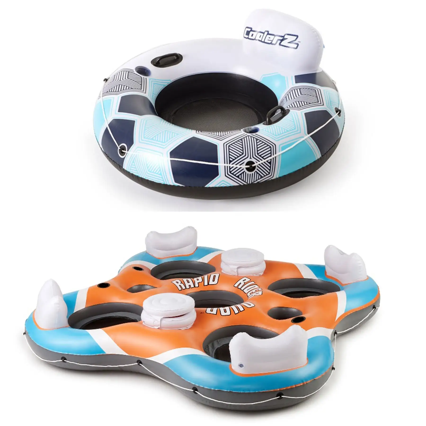 Bestway Rapid Rider 1 Person Inflatable River Tube & 4 Person Floating Island