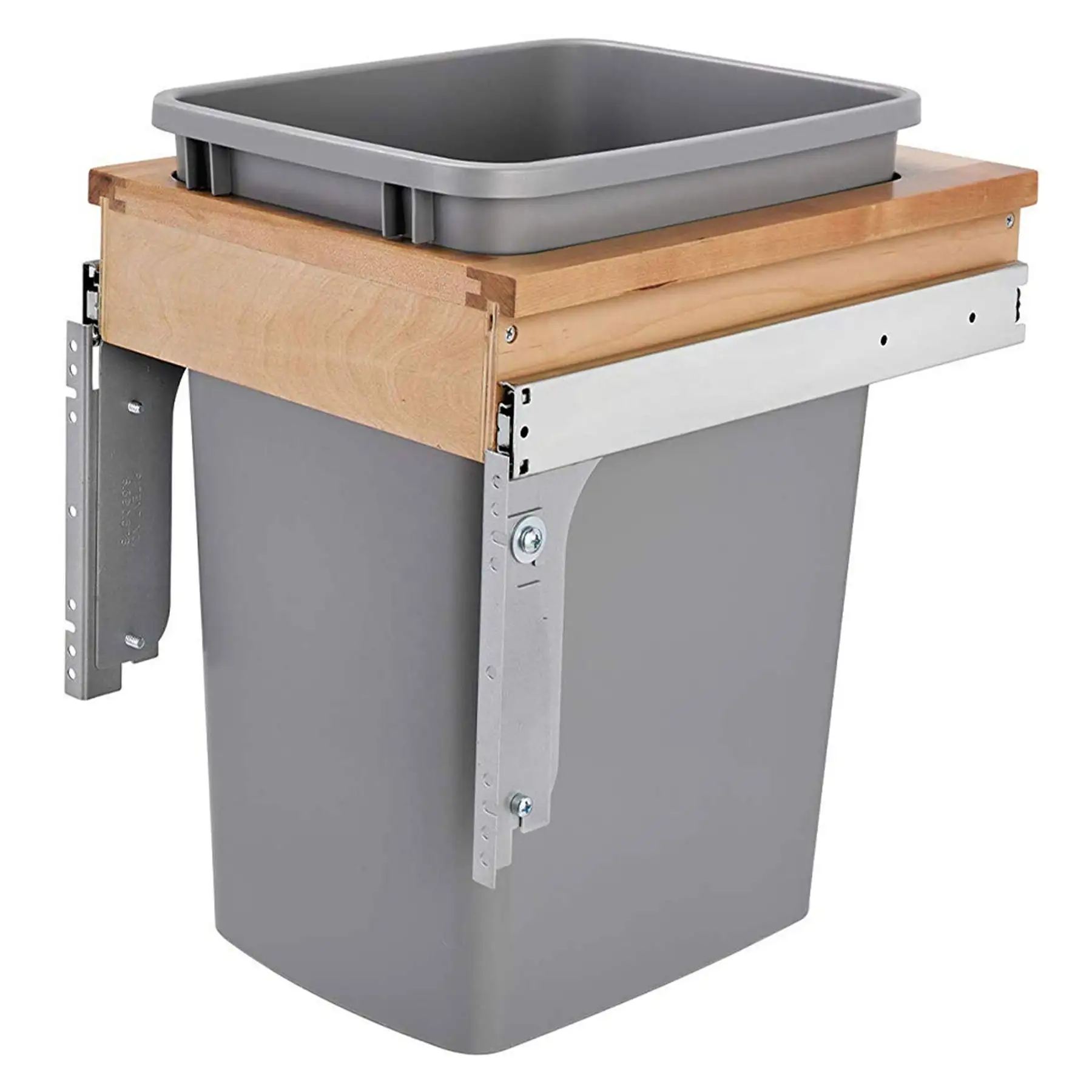 Rev-A-Shelf Pullout Top Mount Trash Can 35 qt., Silver, 4WCTM-1516DM-1