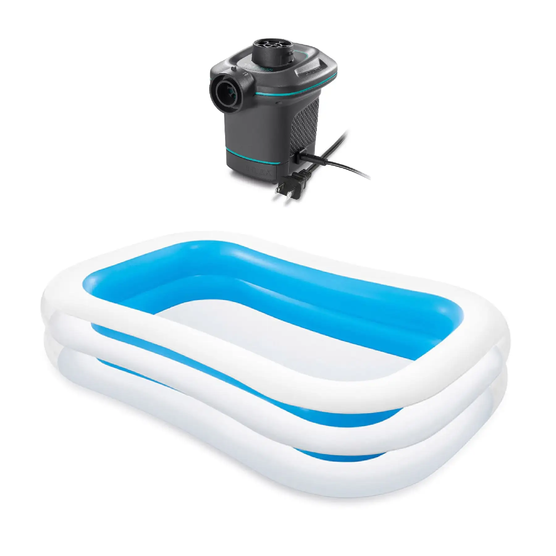 Intex Swim Center 198 Gal. Family Swimming Pool & 120V Electric Air Pump