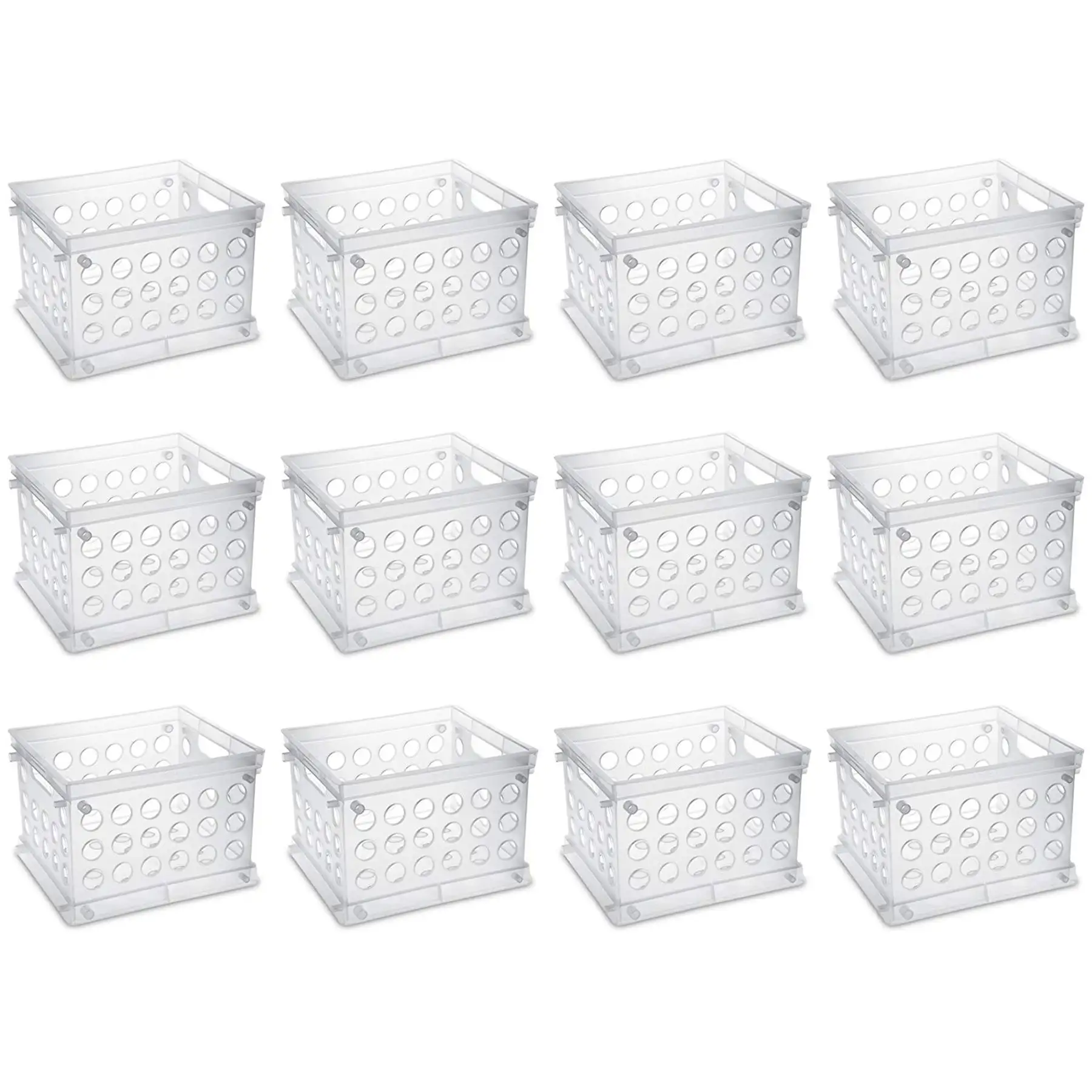 Sterilite Convenient Mini Square Small Storage Organizing Crate, Clear (12 Pack)