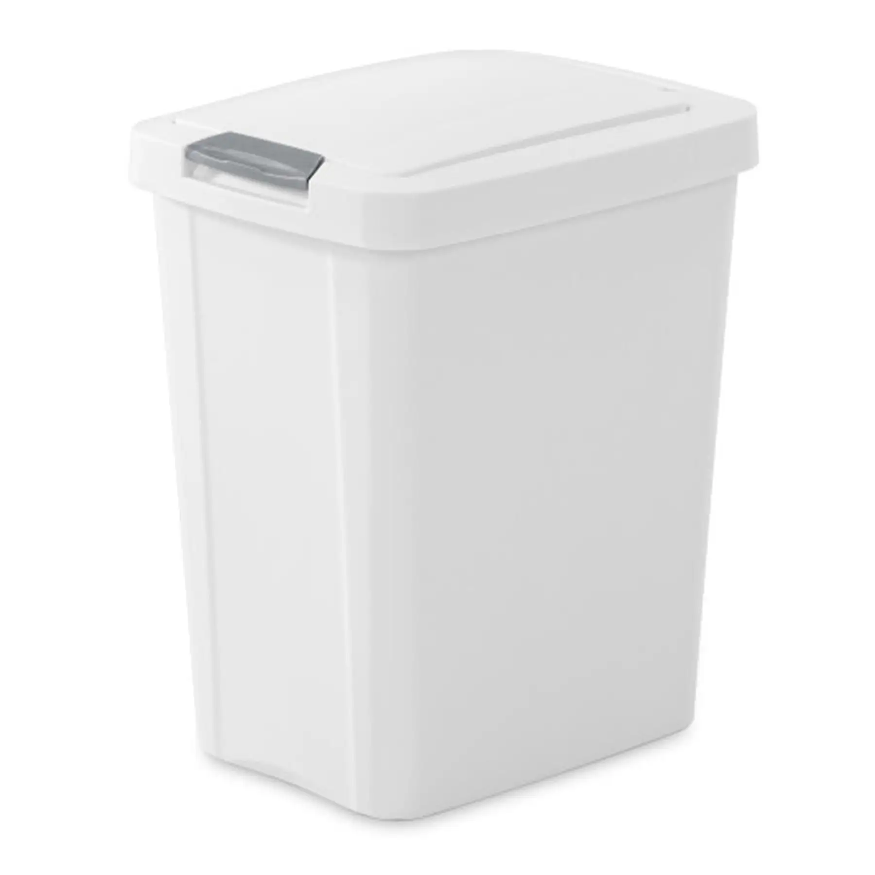 Sterilite 7.5 Gallon TouchTop Wastebasket Trash Can with Latch, 4 Pack, White