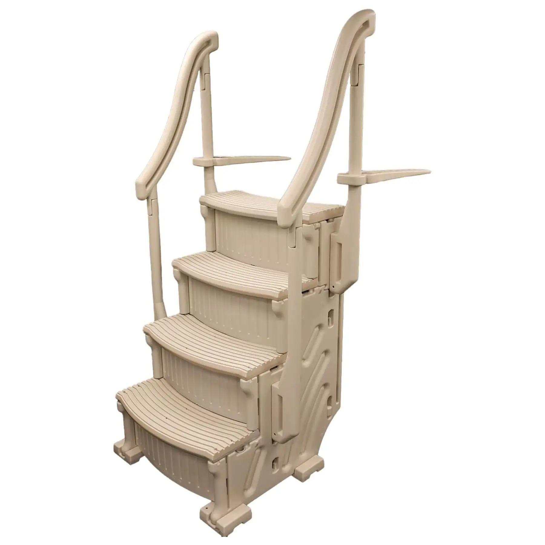 Confer Plastics 4 Step Above Ground Pool Ladder Stair Entry System, Warm Grey