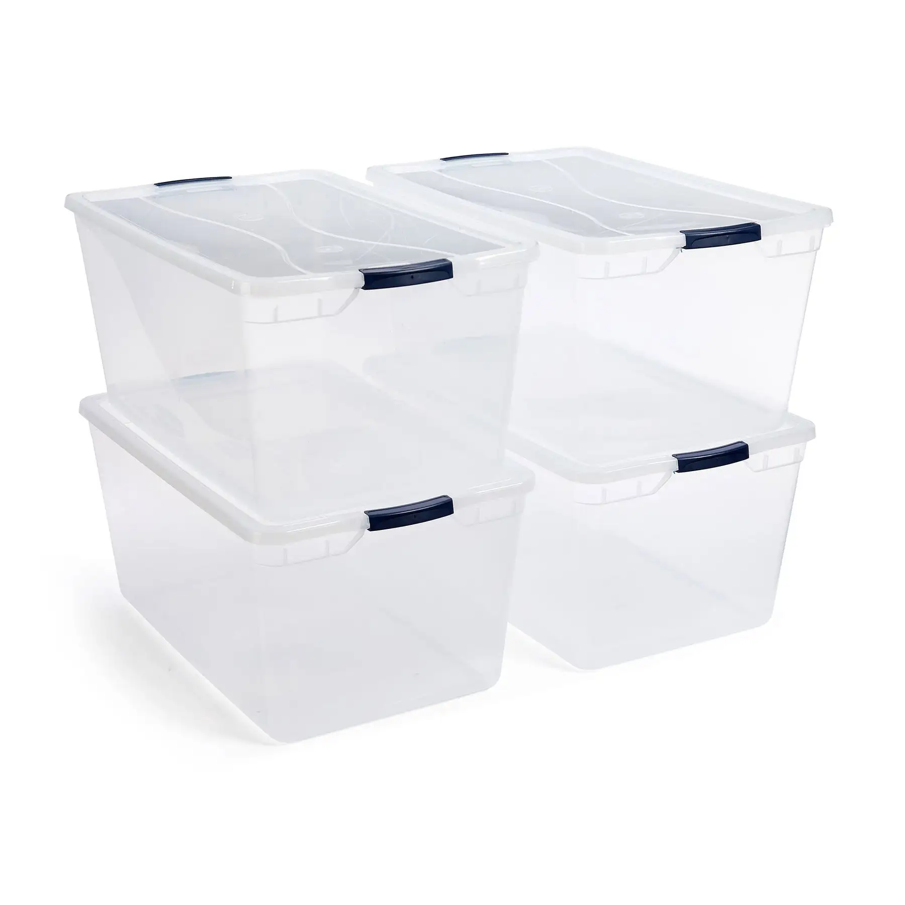 Rubbermaid Cleverstore 95 Quart Clear Plastic Storage Container & Lid, (4 Pack)