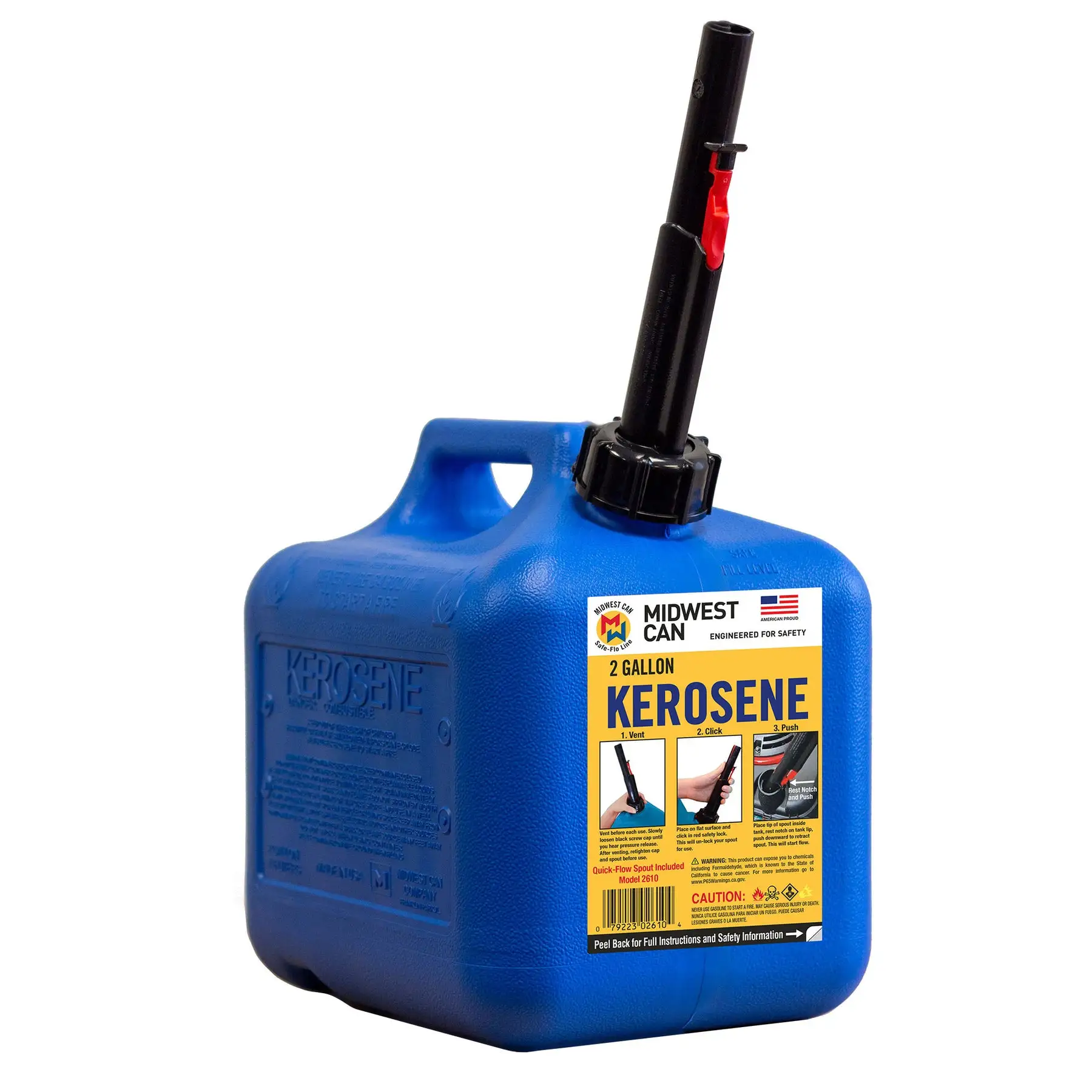 Midwest Can Company 2610 2 Gallon Kerosene Gas Can Container with Spout