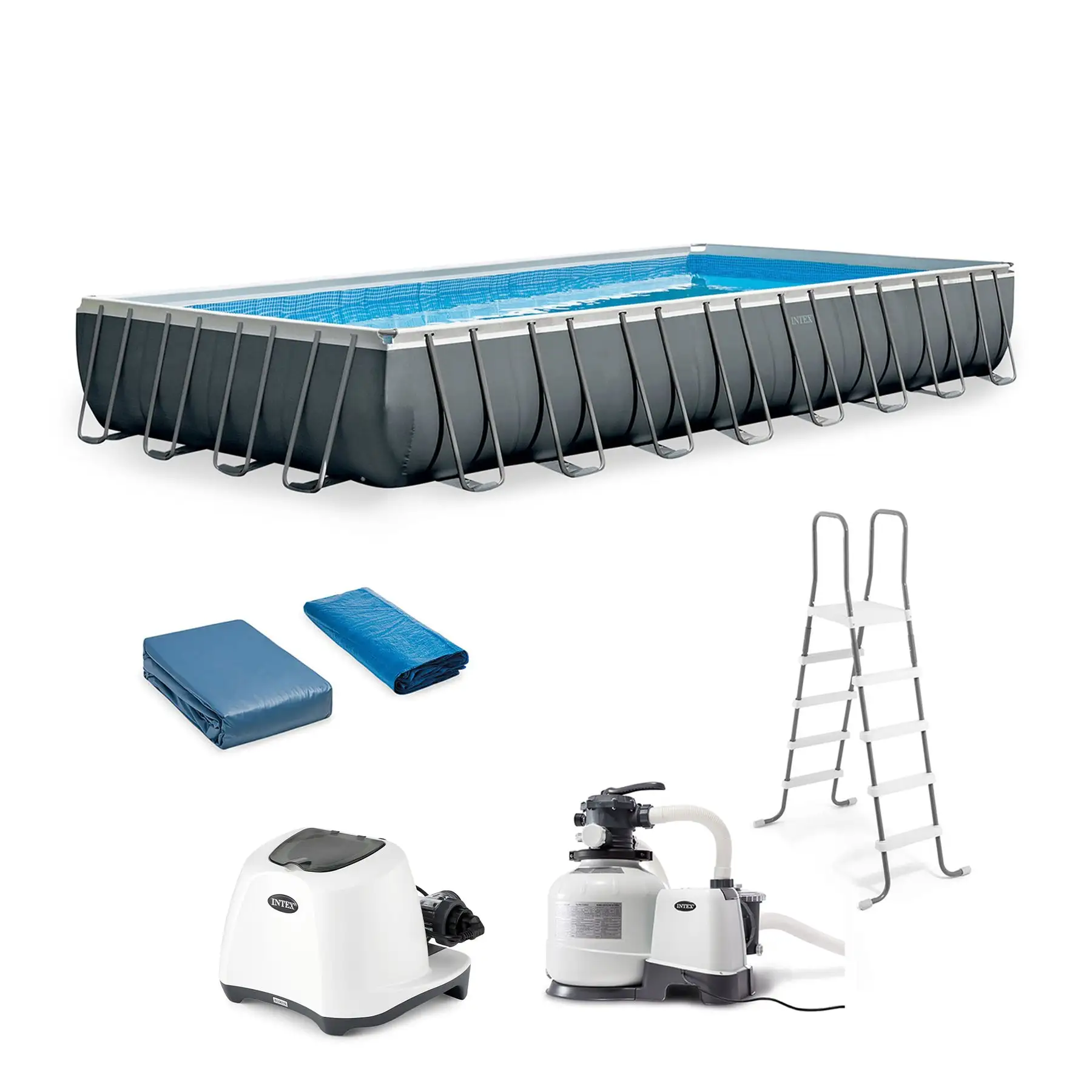 INTEX Ultra XTR Frame Rectangular Pool Set with Krystal Clear Saltwater System