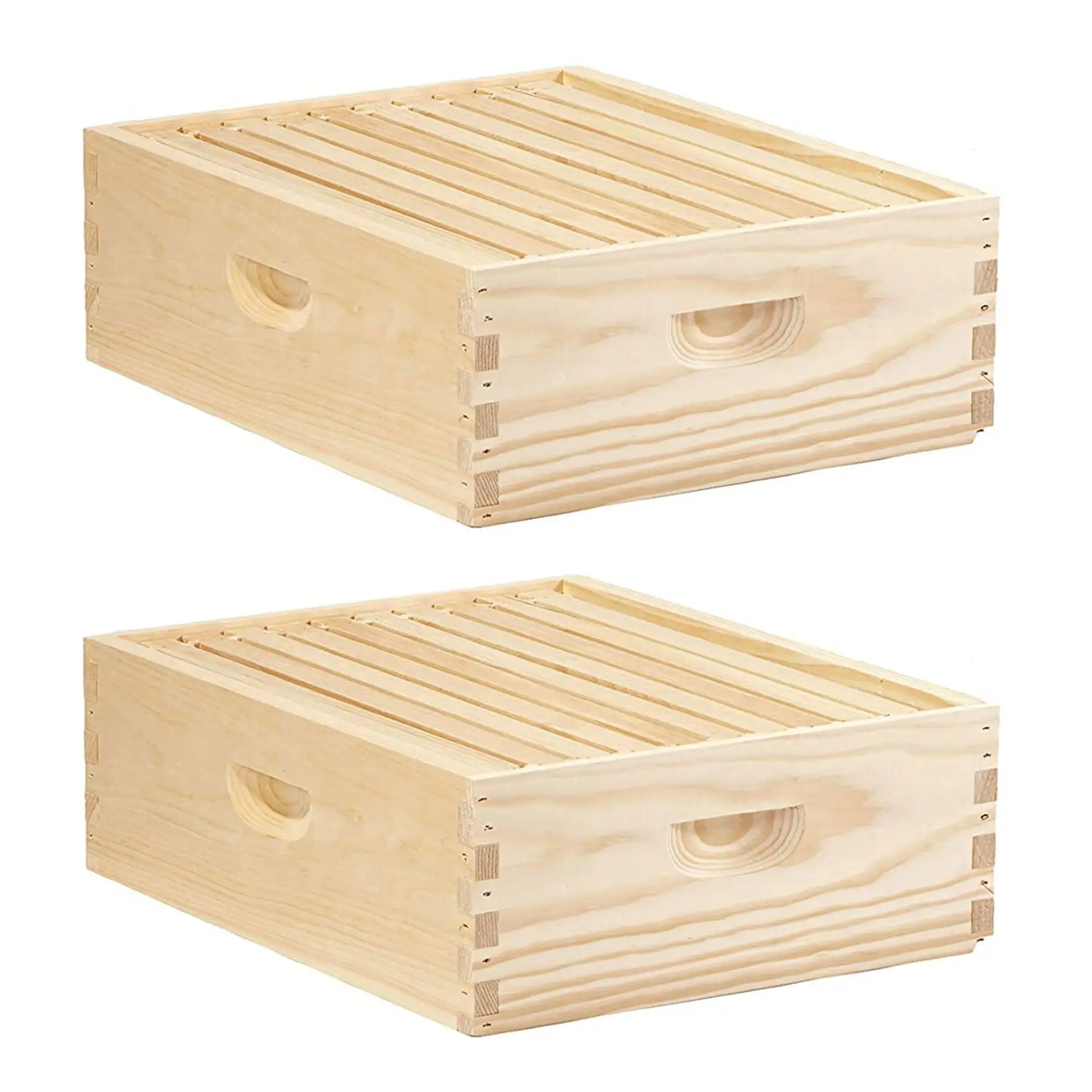 Little Giant 10 Frame Medium Honey Super Beehive Brood Body Wood Box (2 Pack)