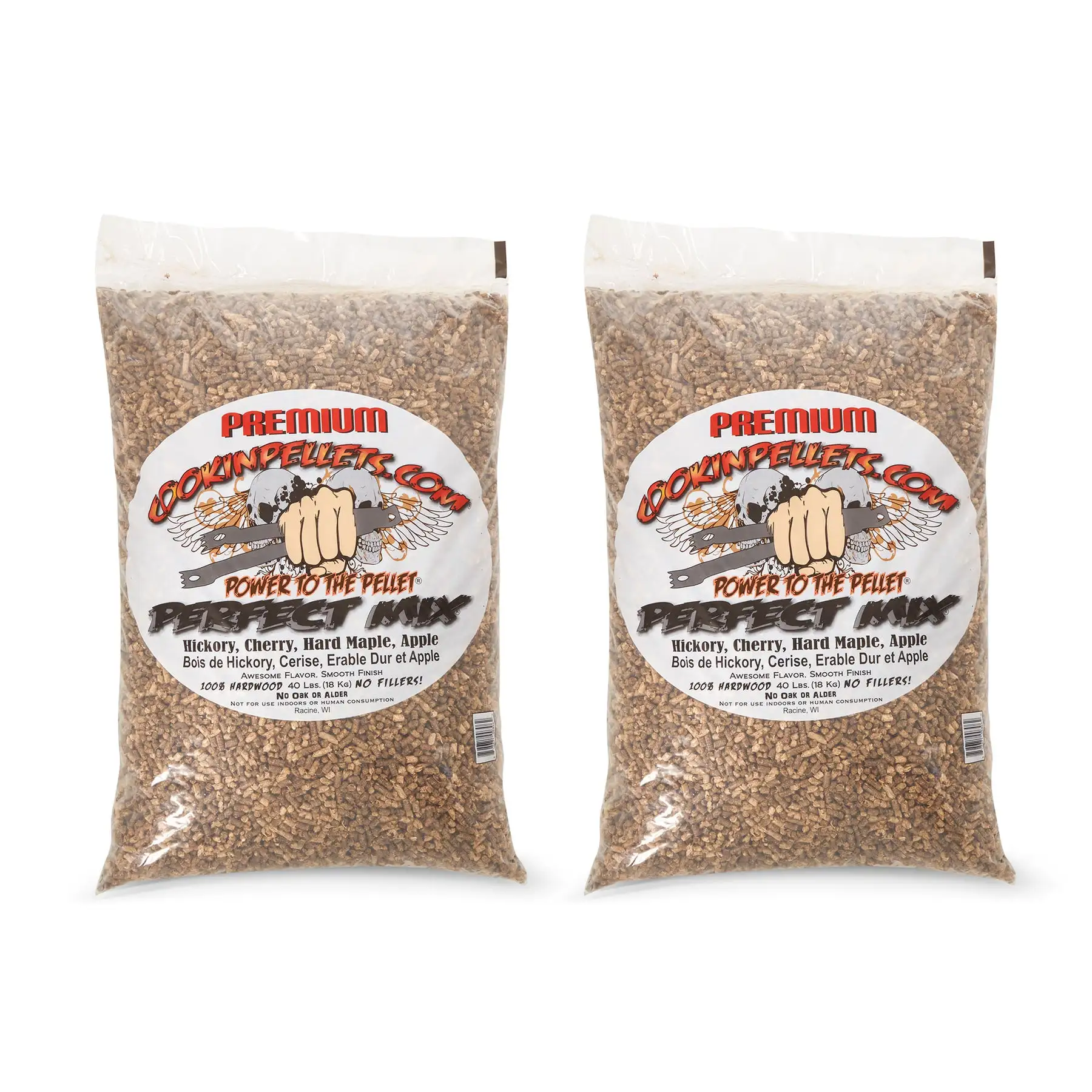 CookinPellets 40 Lb Mix Hickory, Cherry, Maple, and Apple Wood Pellets (2 Pack)