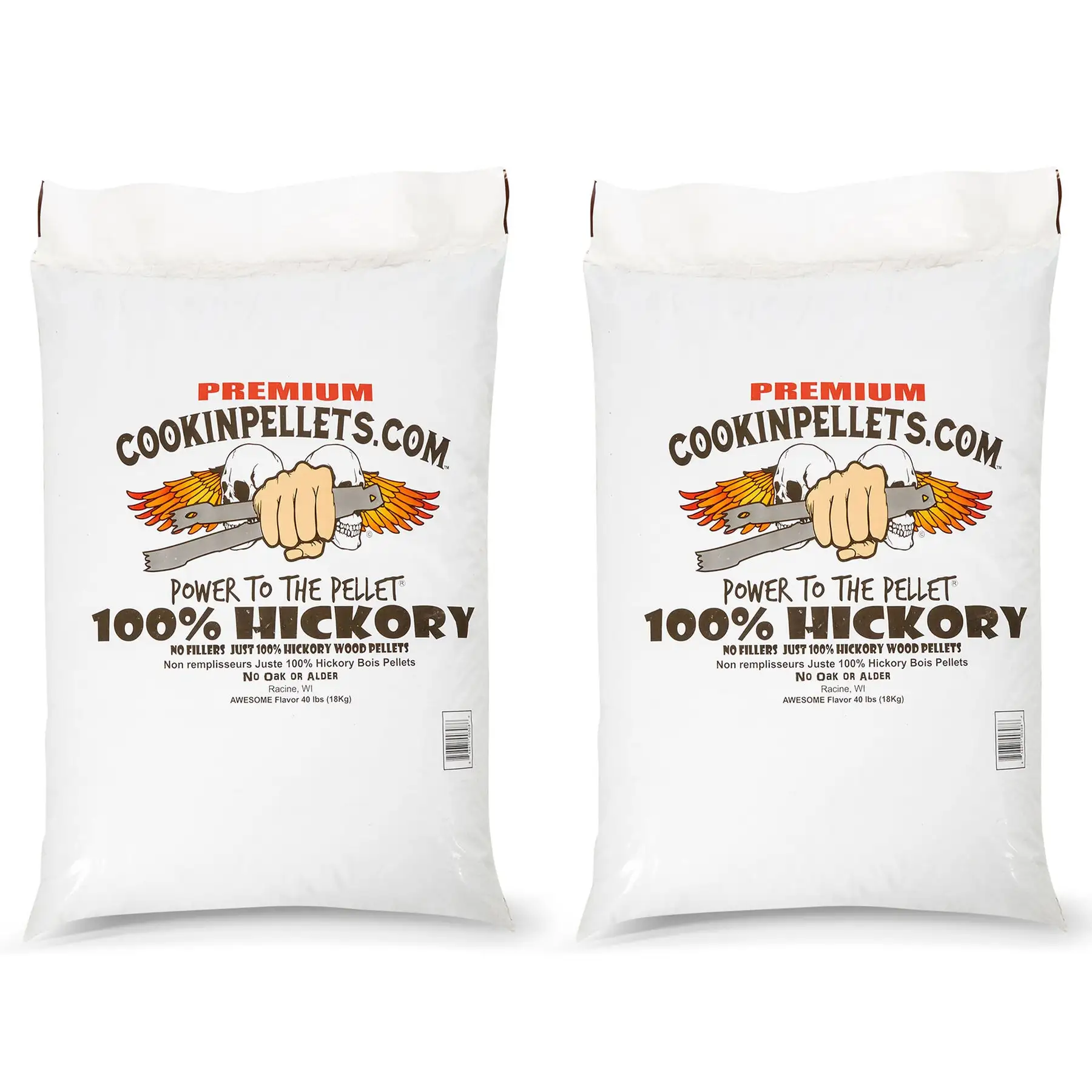 CookinPellets 40 lb Premium Hickory Hardwood Grill Smoker Wood Pellets (2 Pack)