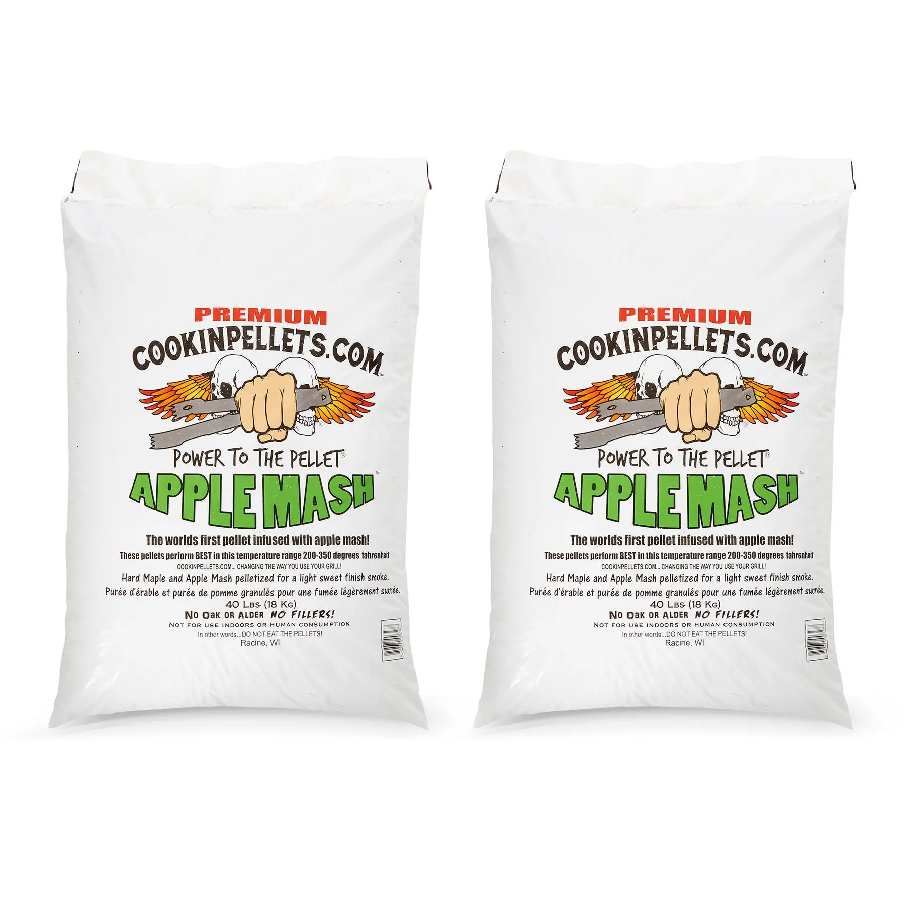 CookinPellets 40 Pound Bag Apple Mash Hard Maple Smoker Wood Pellets, (3 Pack)