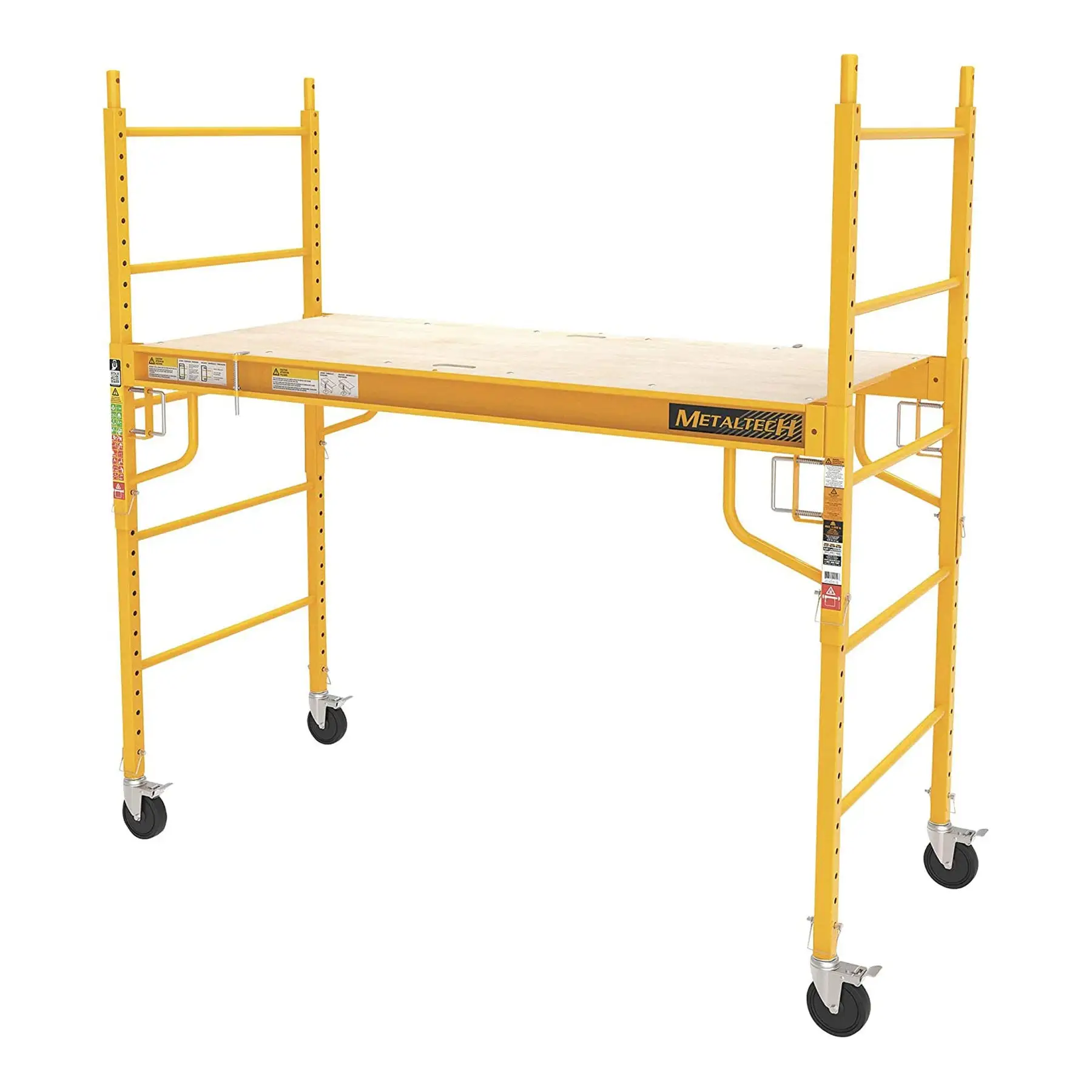 MetalTech 6 Foot Portable Jobsite Series Baker Scaffolding with Locking Wheels