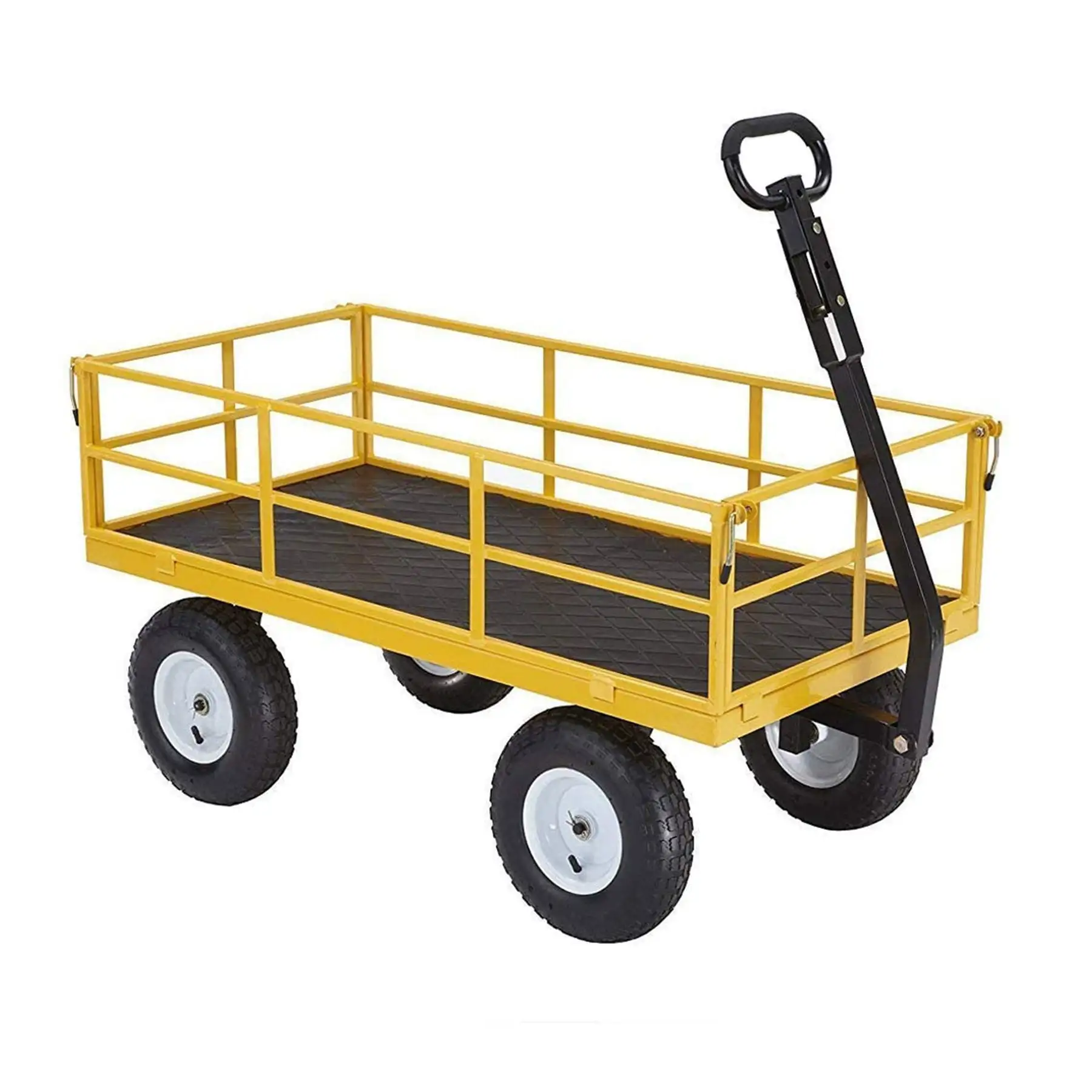 Gorilla Carts Steel Utility Cart, 7 Cu Ft Garden Wagon w/Removable Sides, Yellow