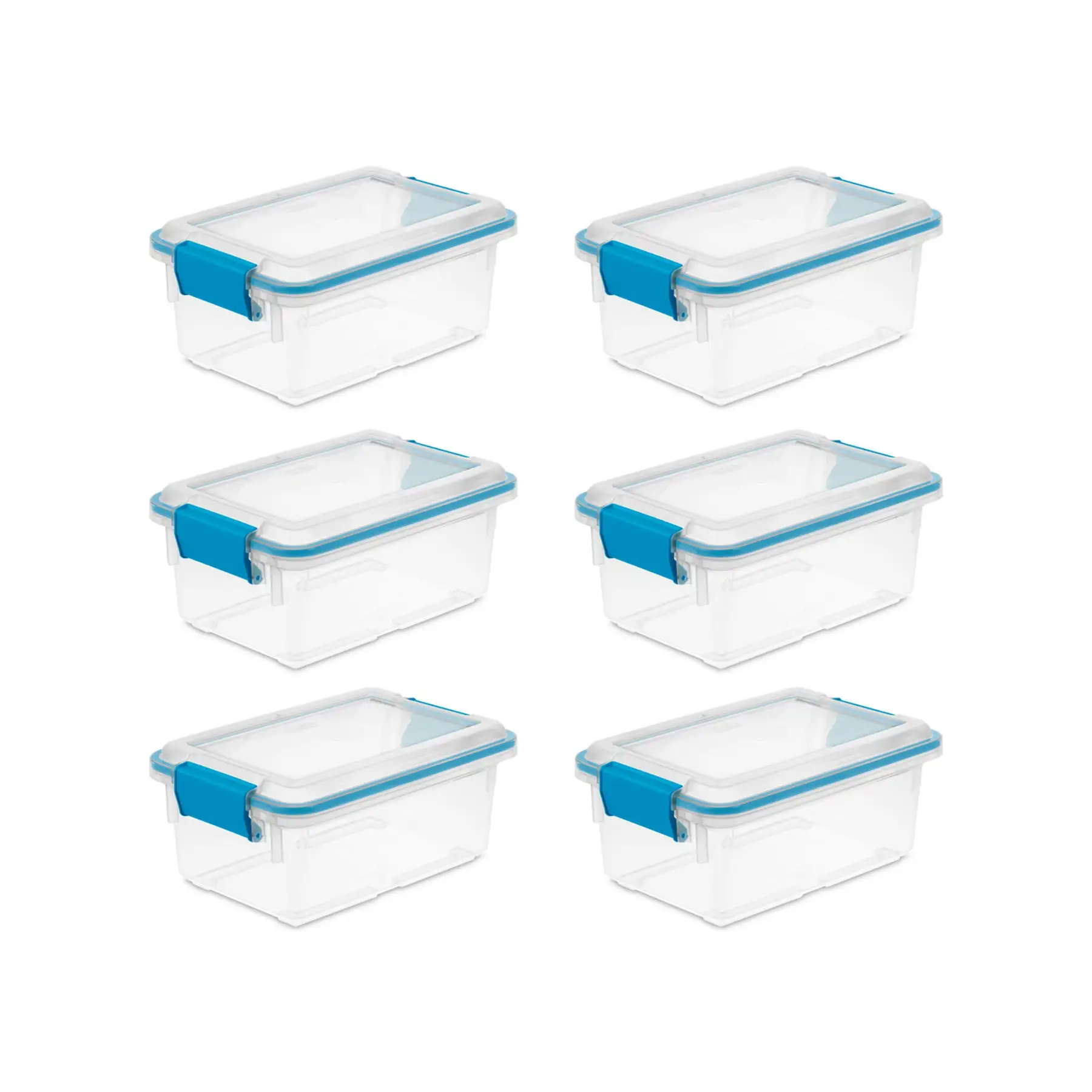 Sterilite 7.5 Quart Gasket Box, Stackable Storage Bin with Latching Lid, 6 Pack