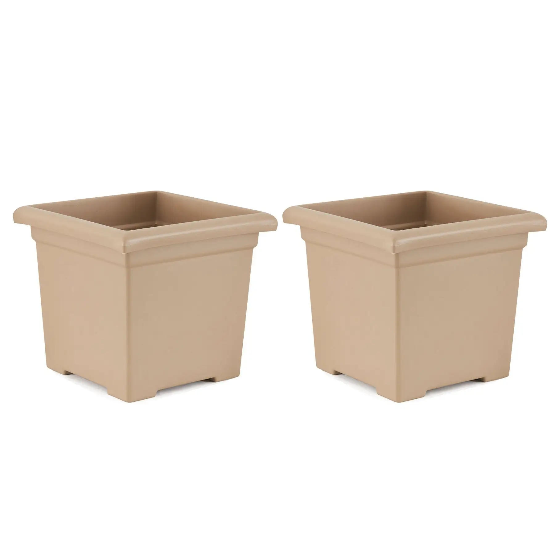 HC Companies 13.25"Dx15.5"W Outdoor Square Accent Planter, Sandstone Tan (2 Pk)