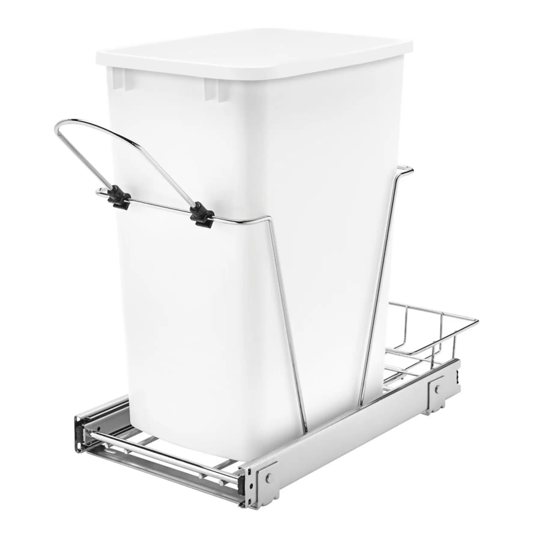 Rev-A-Shelf Pullout Trash Can 35 qt. for Kitchen Cabinets, White, RV-12KD-11C S