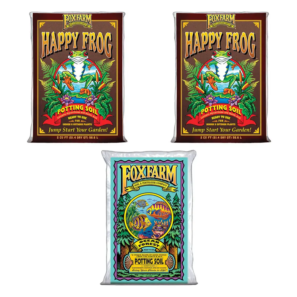 Foxfarm (2)FX14047+FX14000 Happy Frog Organic Mix & Ocean Forest Plant Soil Mix