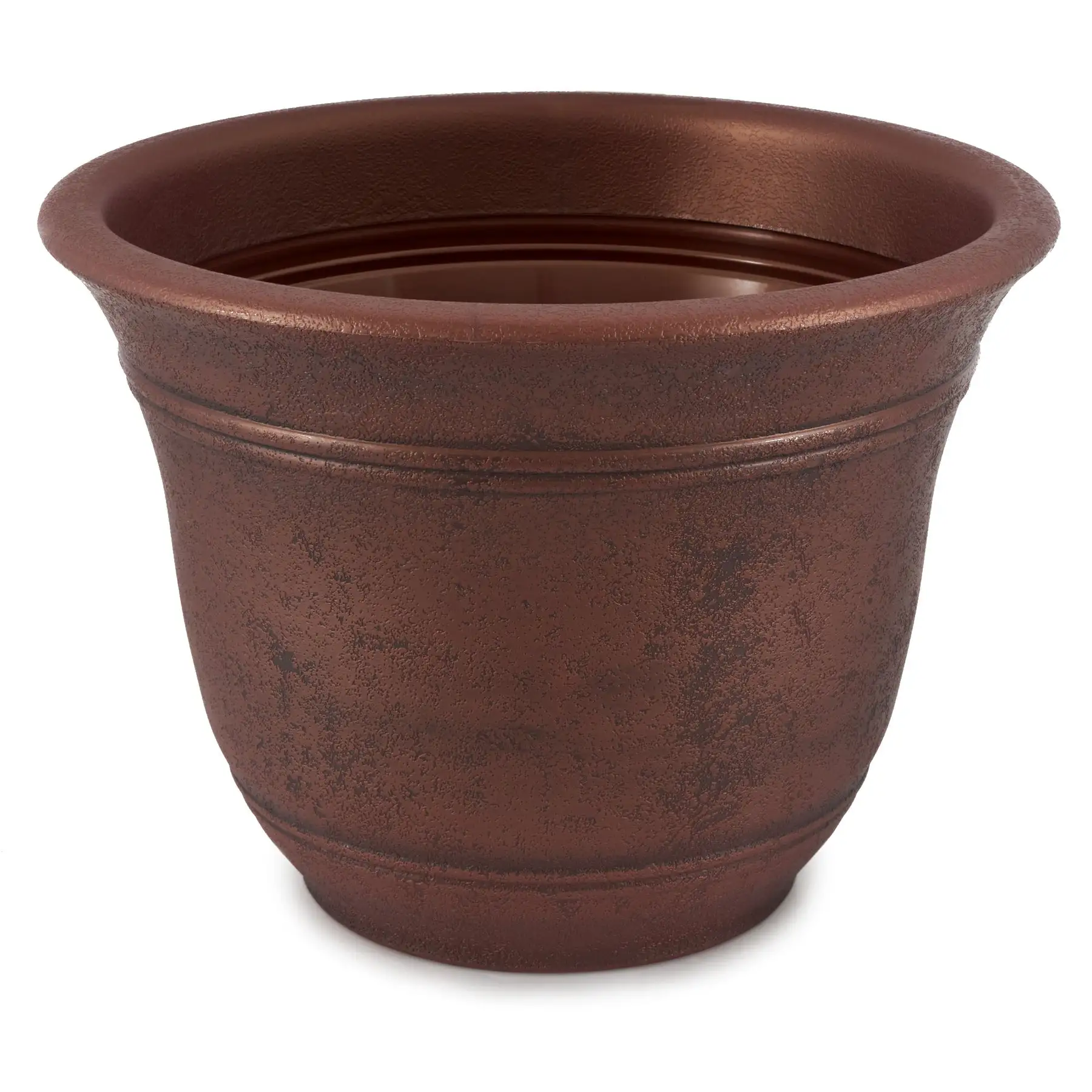 HC Companies Sierra 16 Inch Round Flower Garden Planter Pot, Rustic Redstone